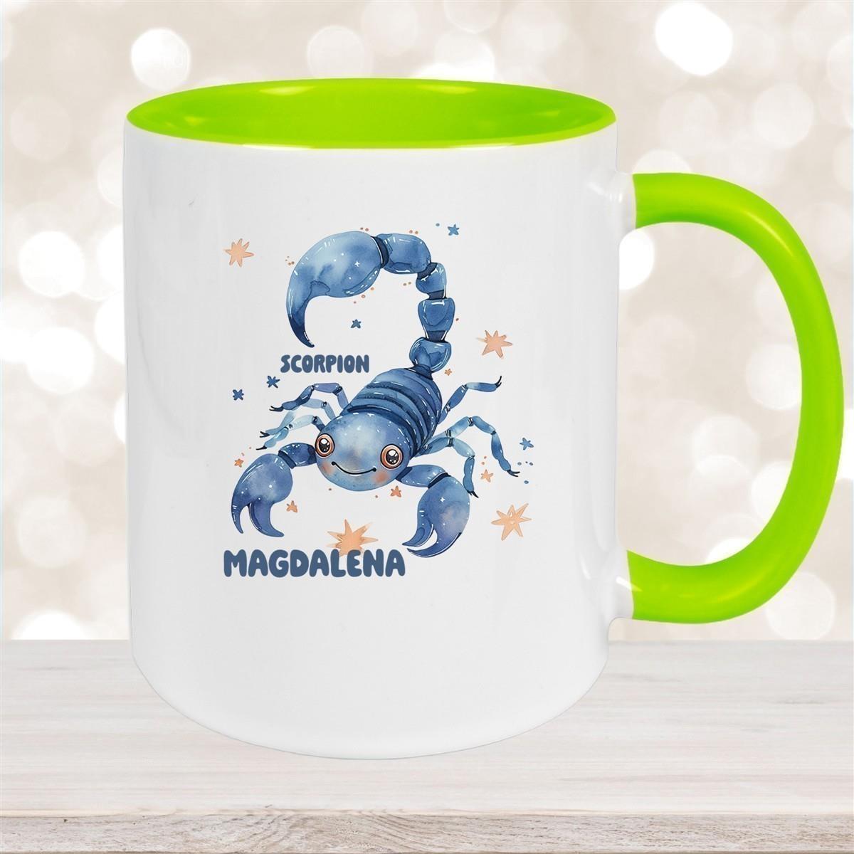 Tasse Sternzeichen Kinder Skorpion 1 Wunschname Keramik Kinderbecher personalisiert versch. Farben