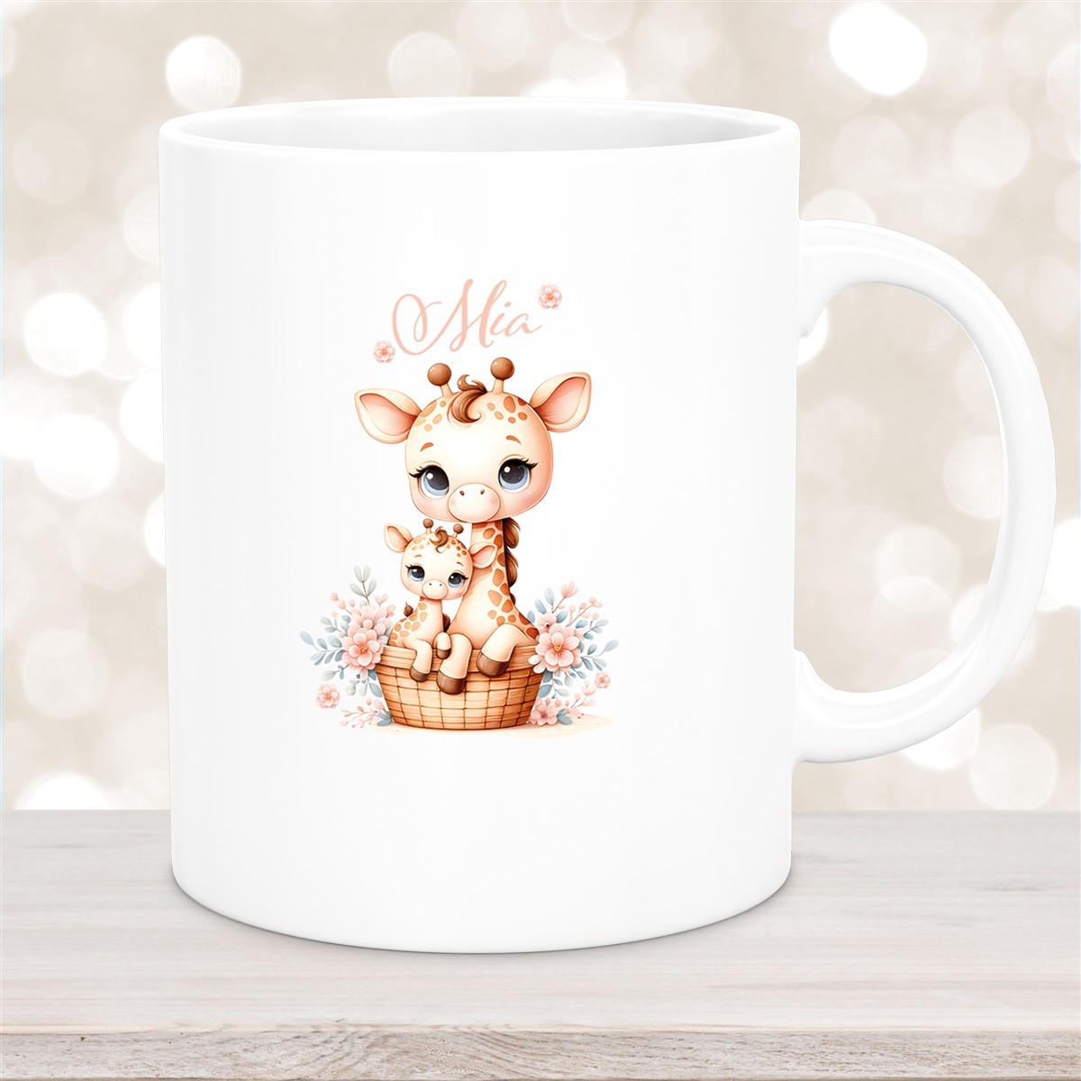 Tasse Wunschname Giraffe #2 Kinderbecher Keramik versch. Farben