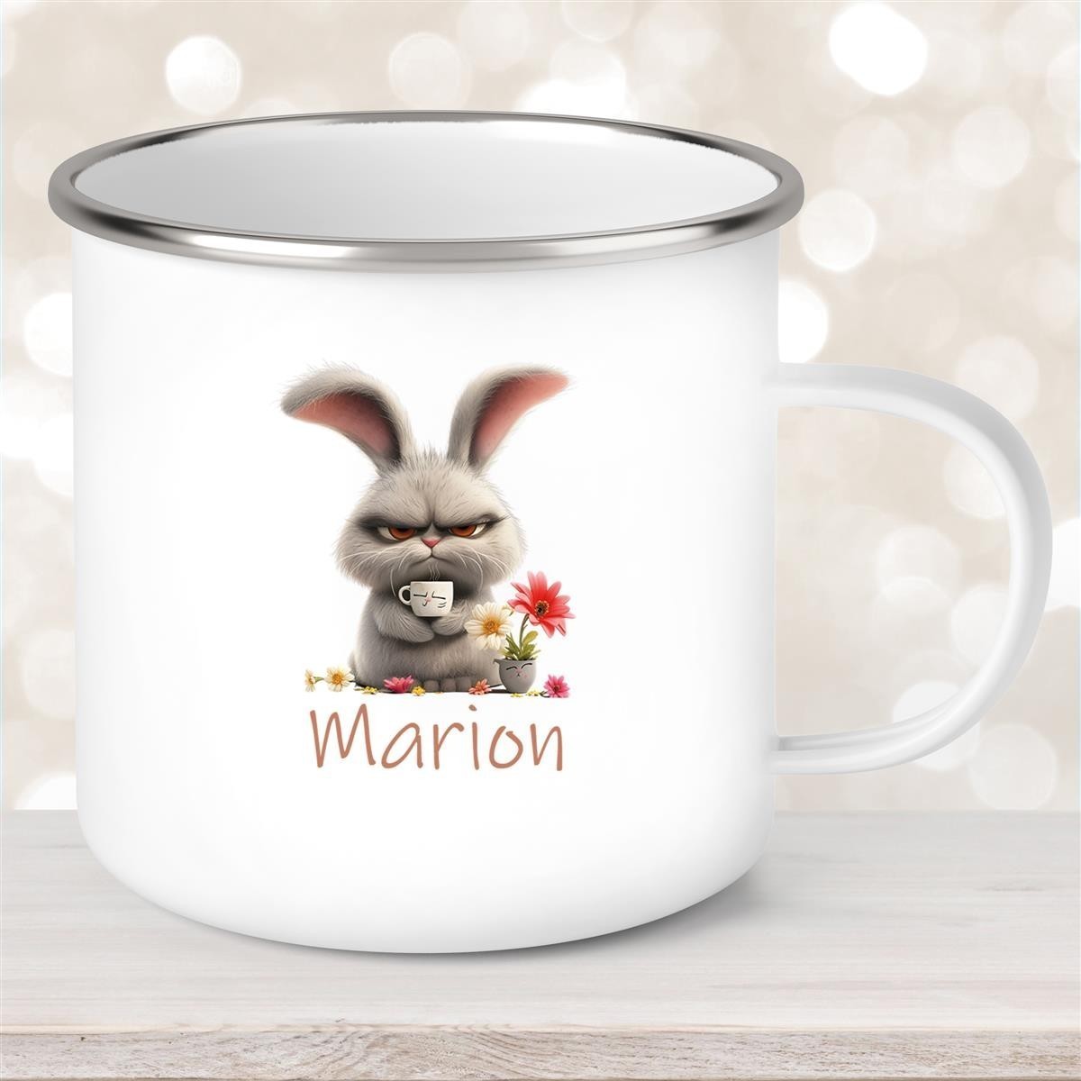 Tasse Ostern Grumpy-Bunny #2 Wunschnamen personalisiert Emaillie Tasse Ostern Grumpy-Bunny #2 Wunschnamen personalisiert Emaillie