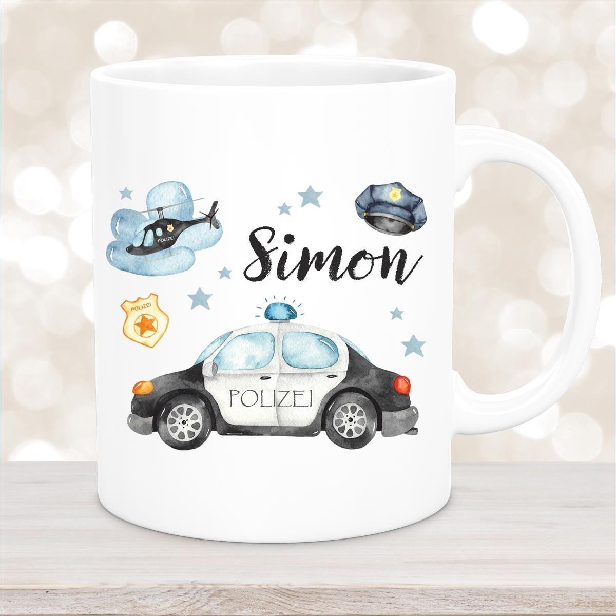 Tasse Polizei #3 Wunschname Keramik Kinderbecher personalisiert Weiß Tasse Polizei #3 Wunschname Keramik Kinderbecher personalisiert Weiß