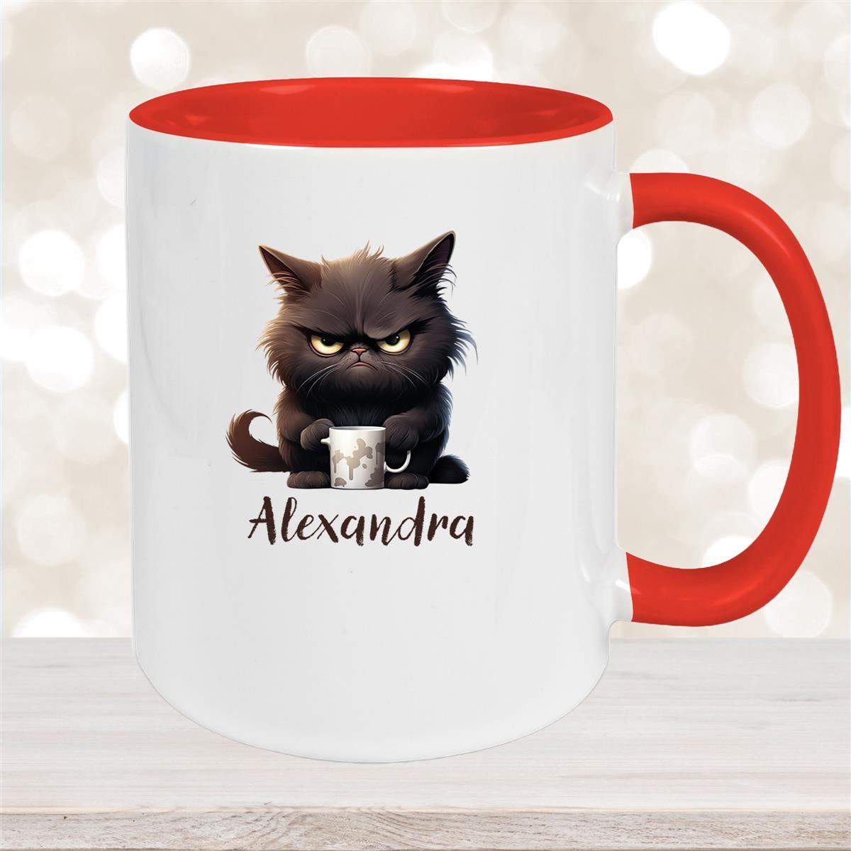 Tasse Katze Grumpy #1 Wunschname Keramik Kinderbecher personalisiert versch. Farben