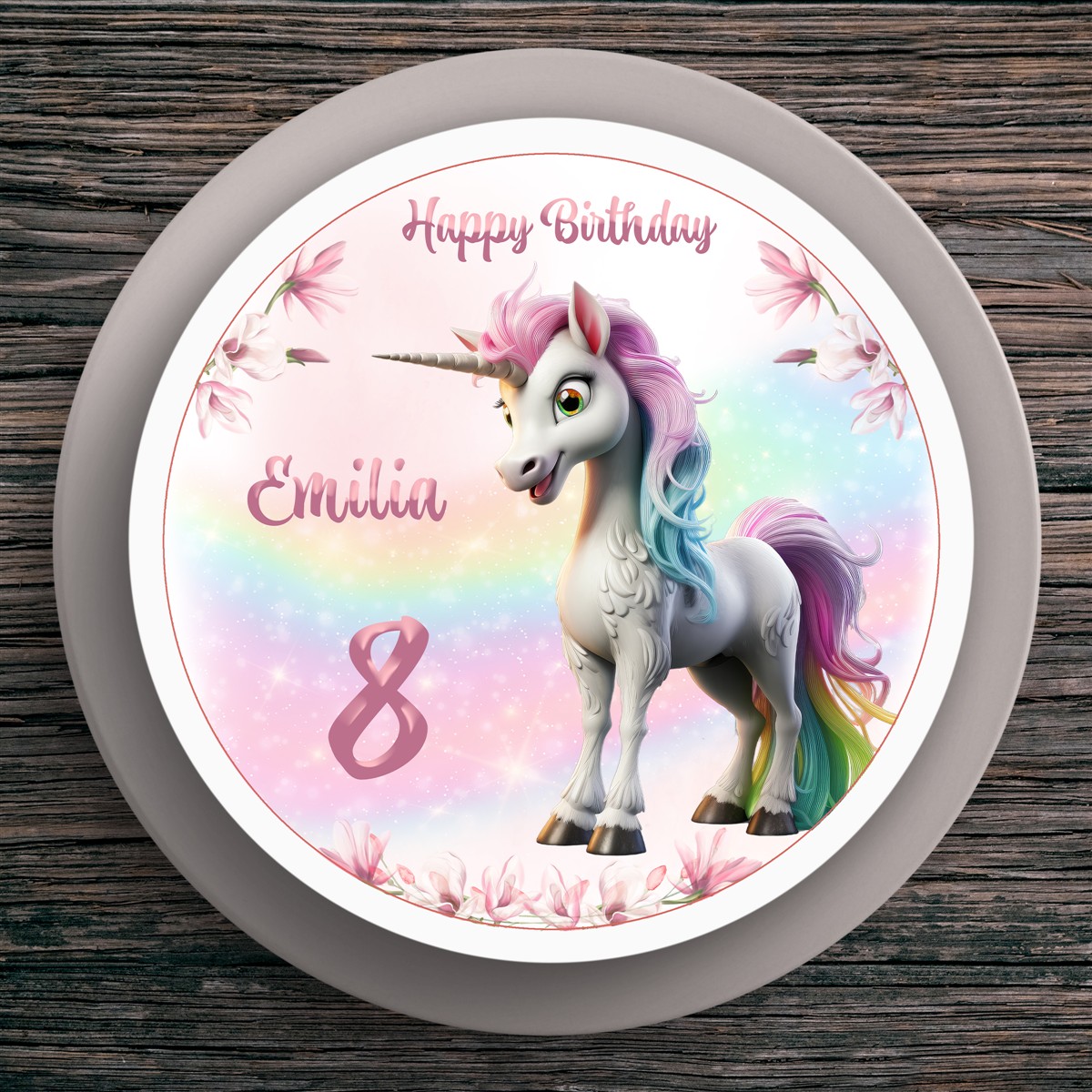 Tortenaufleger Geburtstag Einhorn #1 Name & Zahl (20cm) Tortenaufleger Geburtstag Einhorn #1 Name & Zahl (20cm)