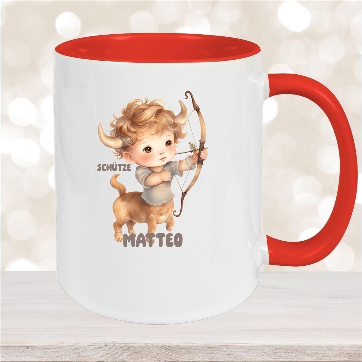 Tasse Sternzeichen Kinder Schütze 1 Wunschname Keramik Kinderbecher personalisiert versch. Farben