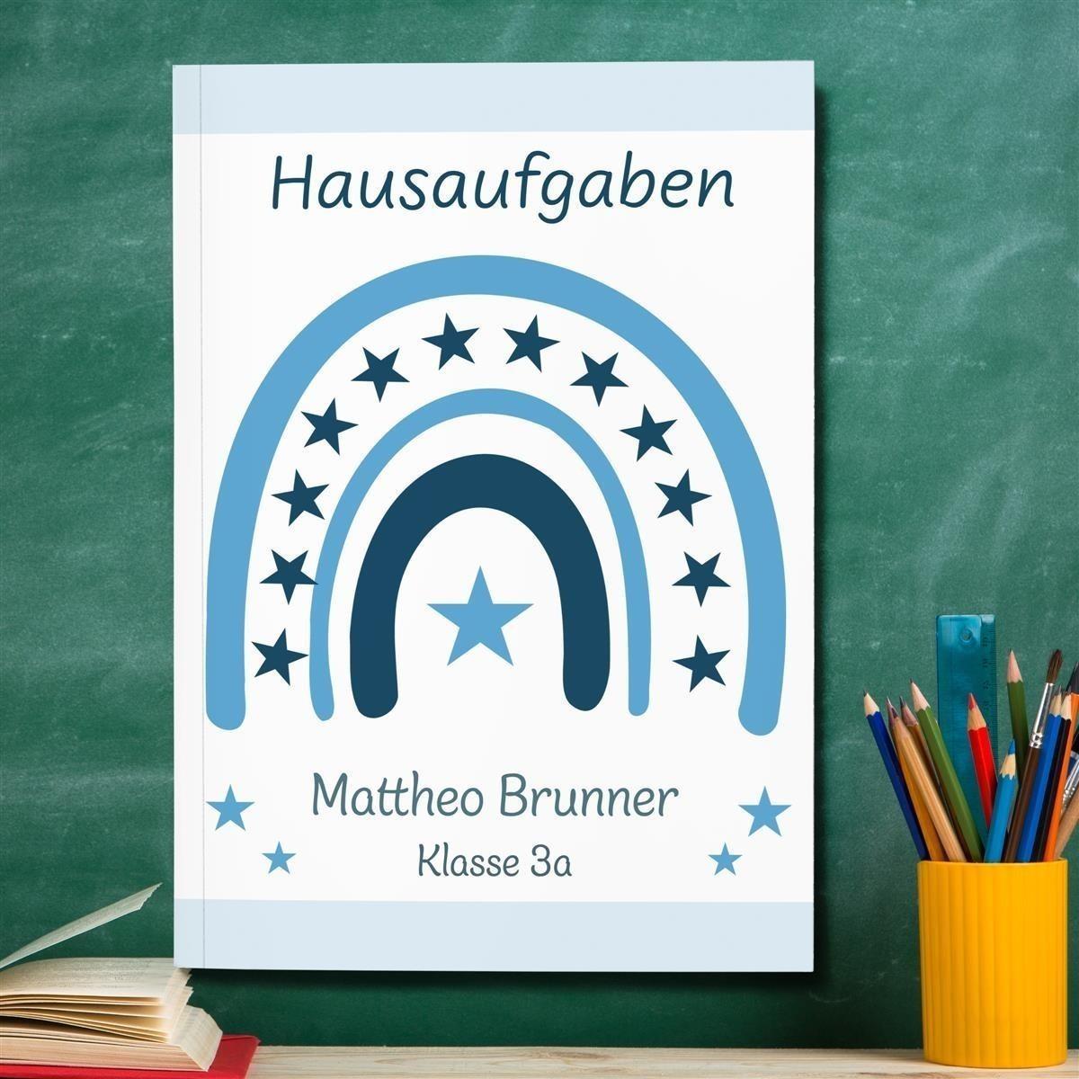 Hausaufgabenheft Regenbogen 1 DIN A5 - 48 Blatt mit Name und Klasse