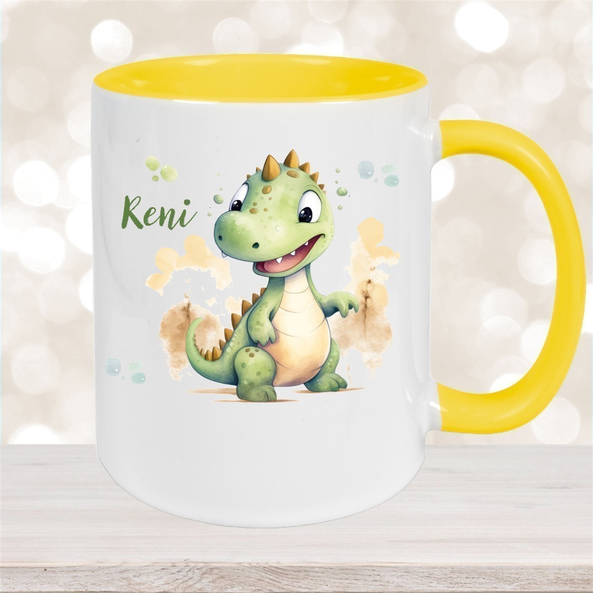 Tasse Wunschname Dino #3 Keramik Kinderbecher versch. Farben