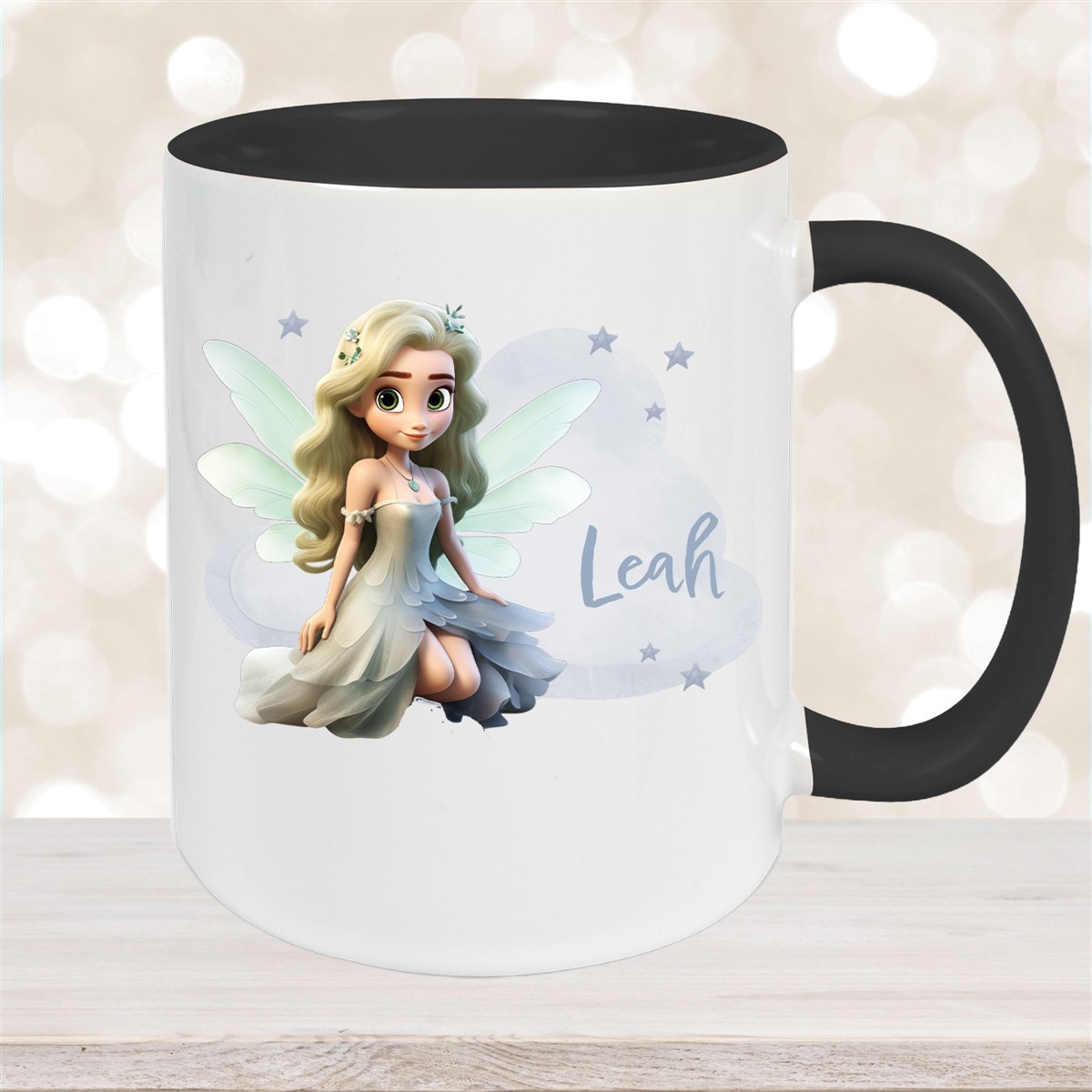 Tasse Fee #4 Wunschname Keramik Kinderbecher personalisiert Schwarz