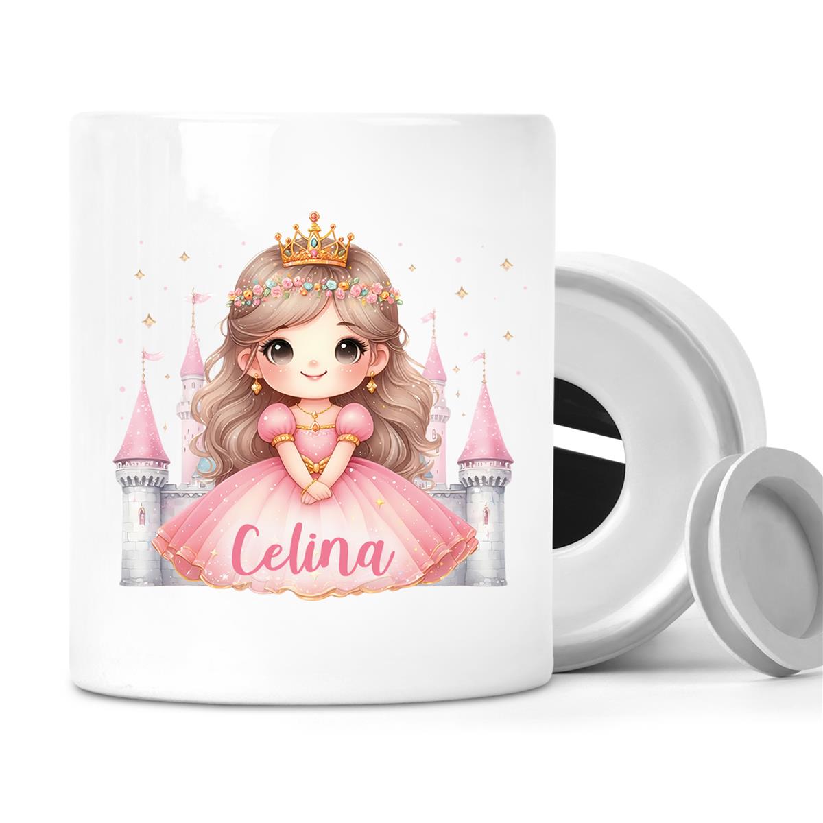 Spardose mit Wunschname Prinzessin 3 personalisiert