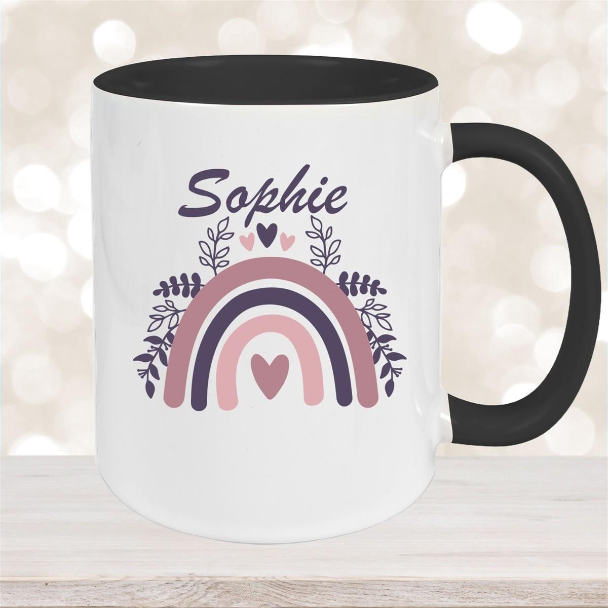 Tasse Regenbogen 8 Wunschname Keramik Kinderbecher versch. Farben