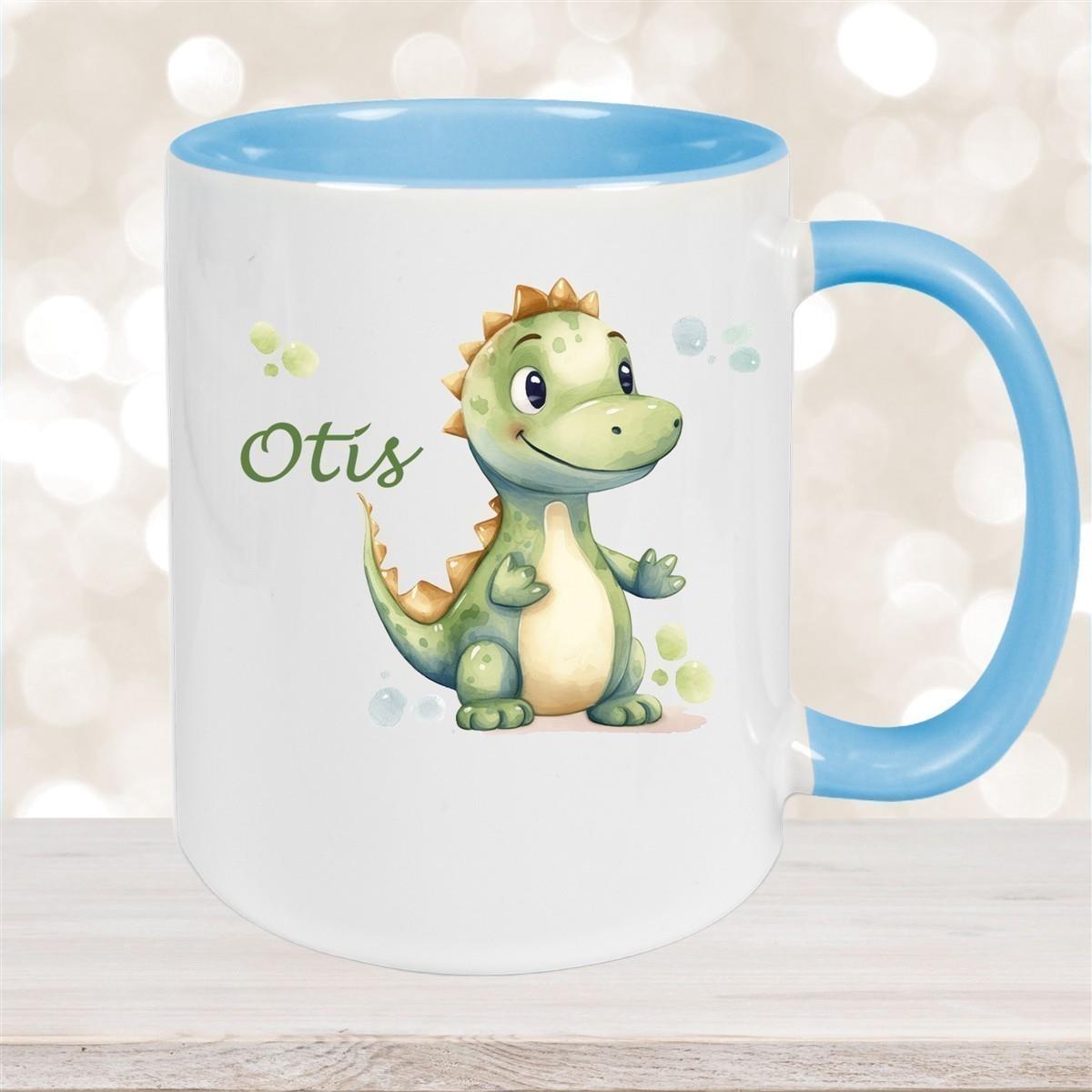 Tasse Wunschname Dino 1 Keramik Kinderbecher versch. Farben