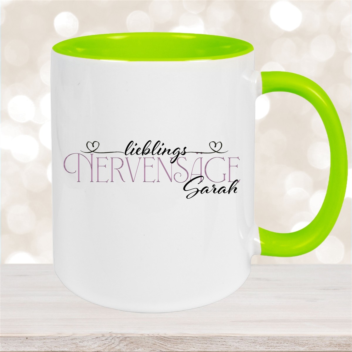 Tasse Wunschname Lieblings-Nervensäge #1 personalisiert Keramik Becher Grün
