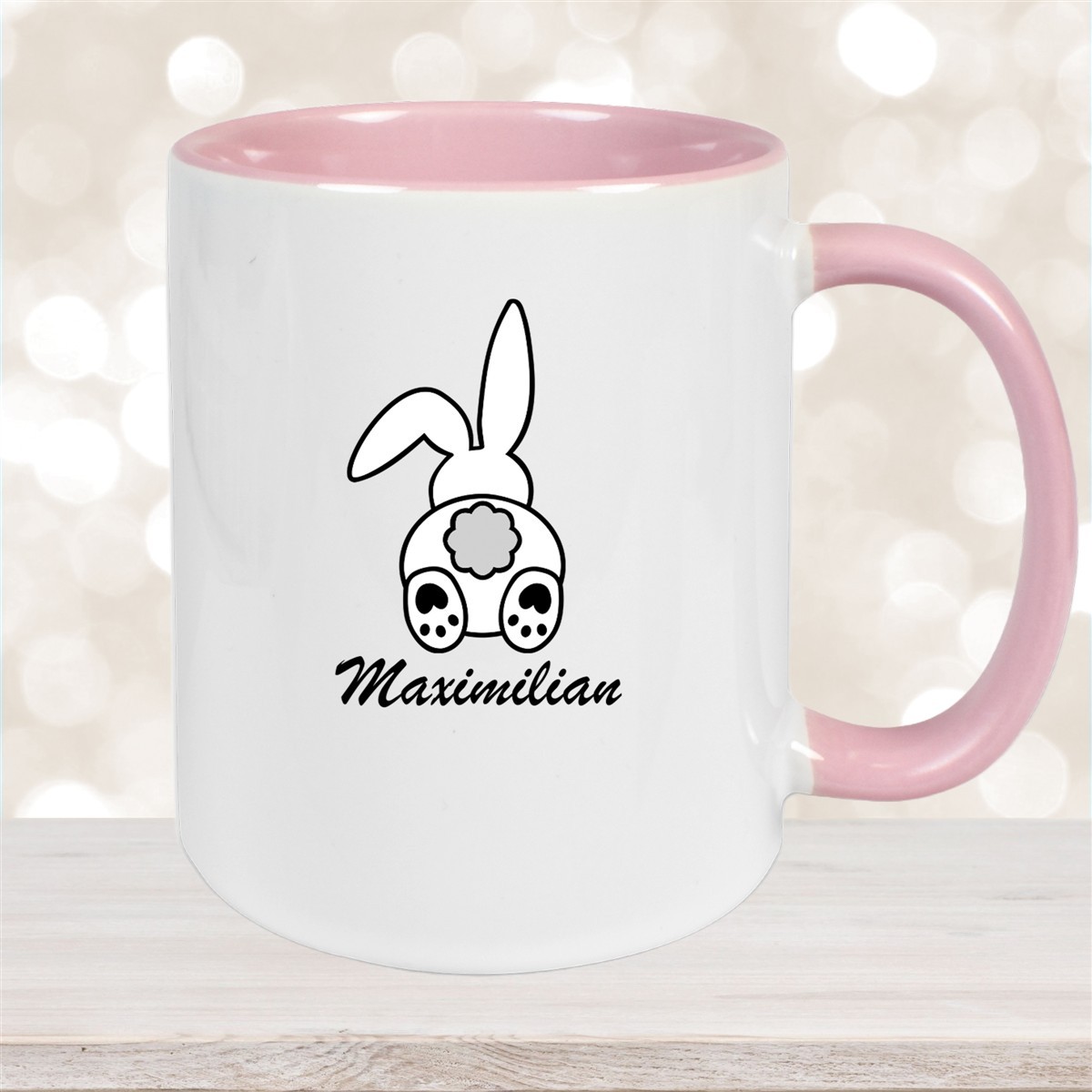 Tasse Ostern - Hase #4 Wunschnamen Keramik personalisiert Altrosa