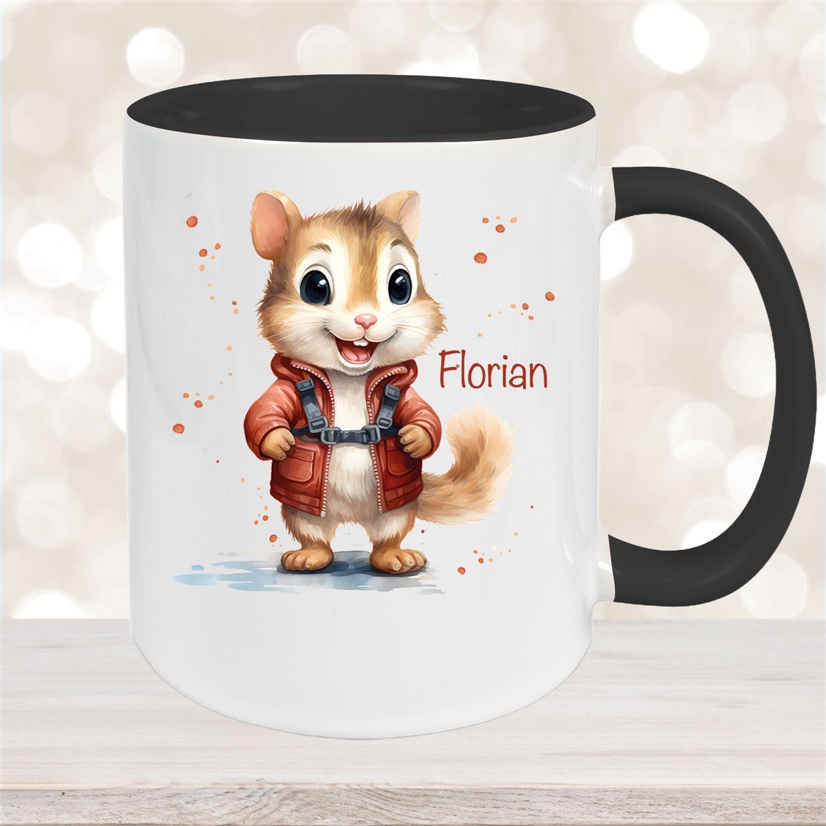Tasse Wunschname Chipmunk #1 Keramik Kinderbecher personalisiert versch. Farben