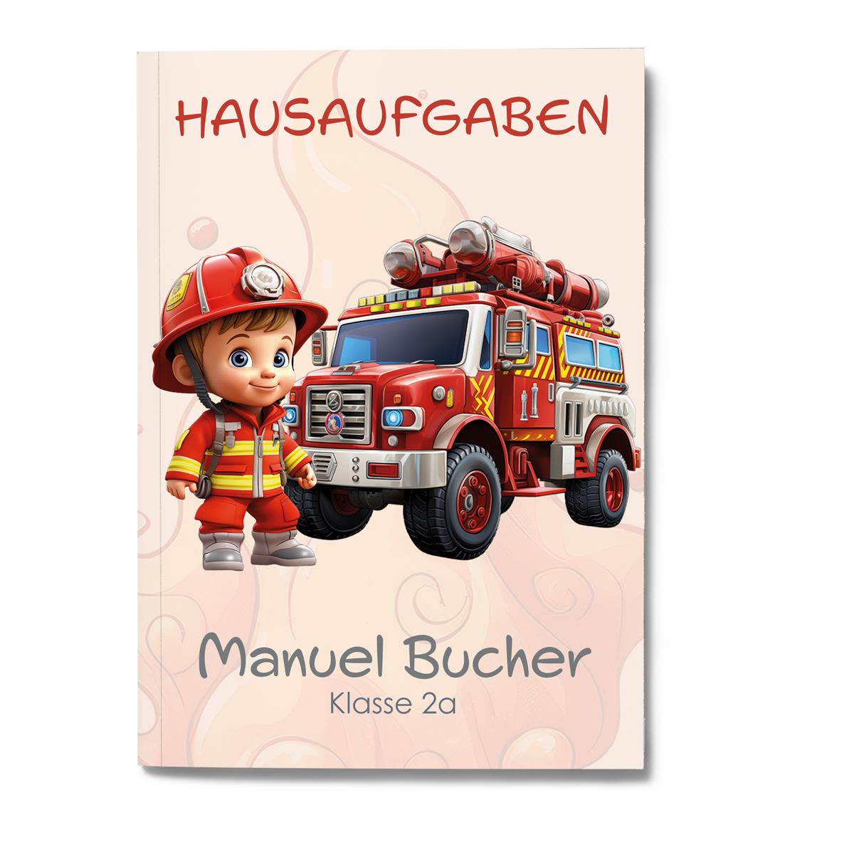Hausaufgabenheft Feuerwehr #2 DIN A5 - 48 Blatt mit Name und Klasse
