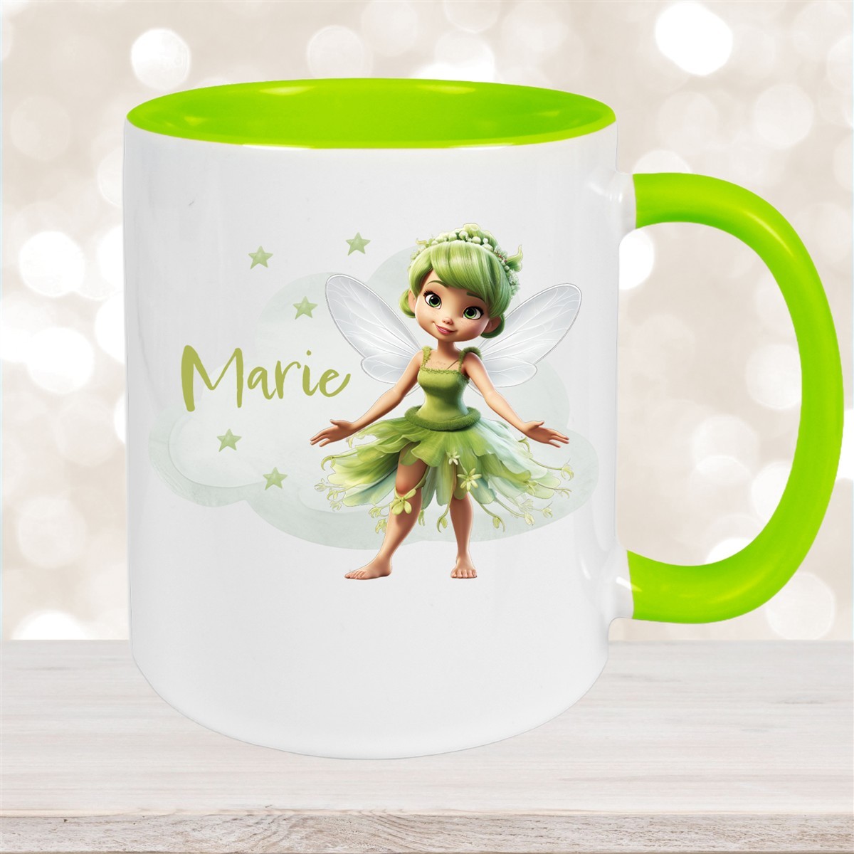 Tasse Fee #3 Wunschname Keramik Kinderbecher personalisiert Grün