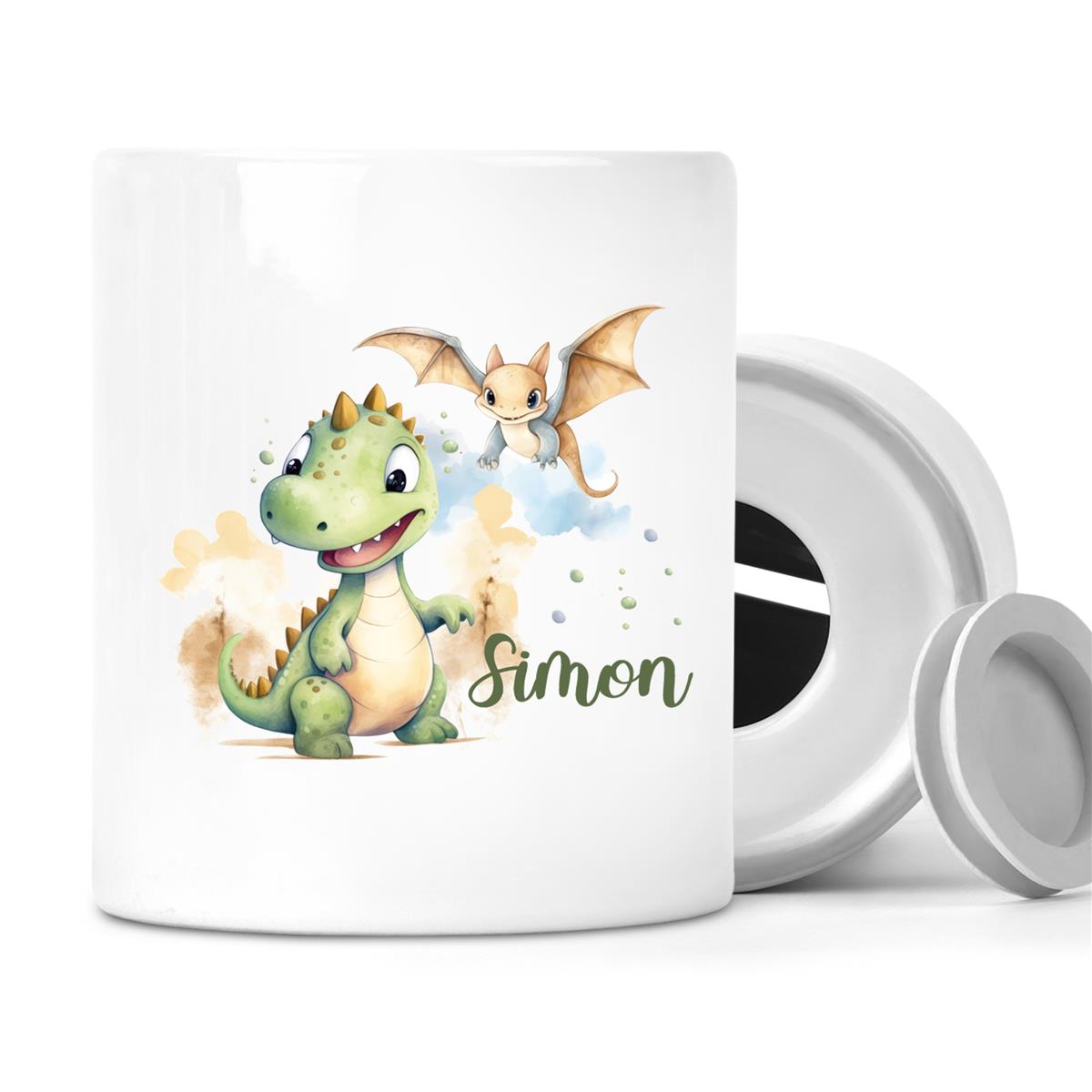 Spardose mit Wunschname Dino #6 personalisiert