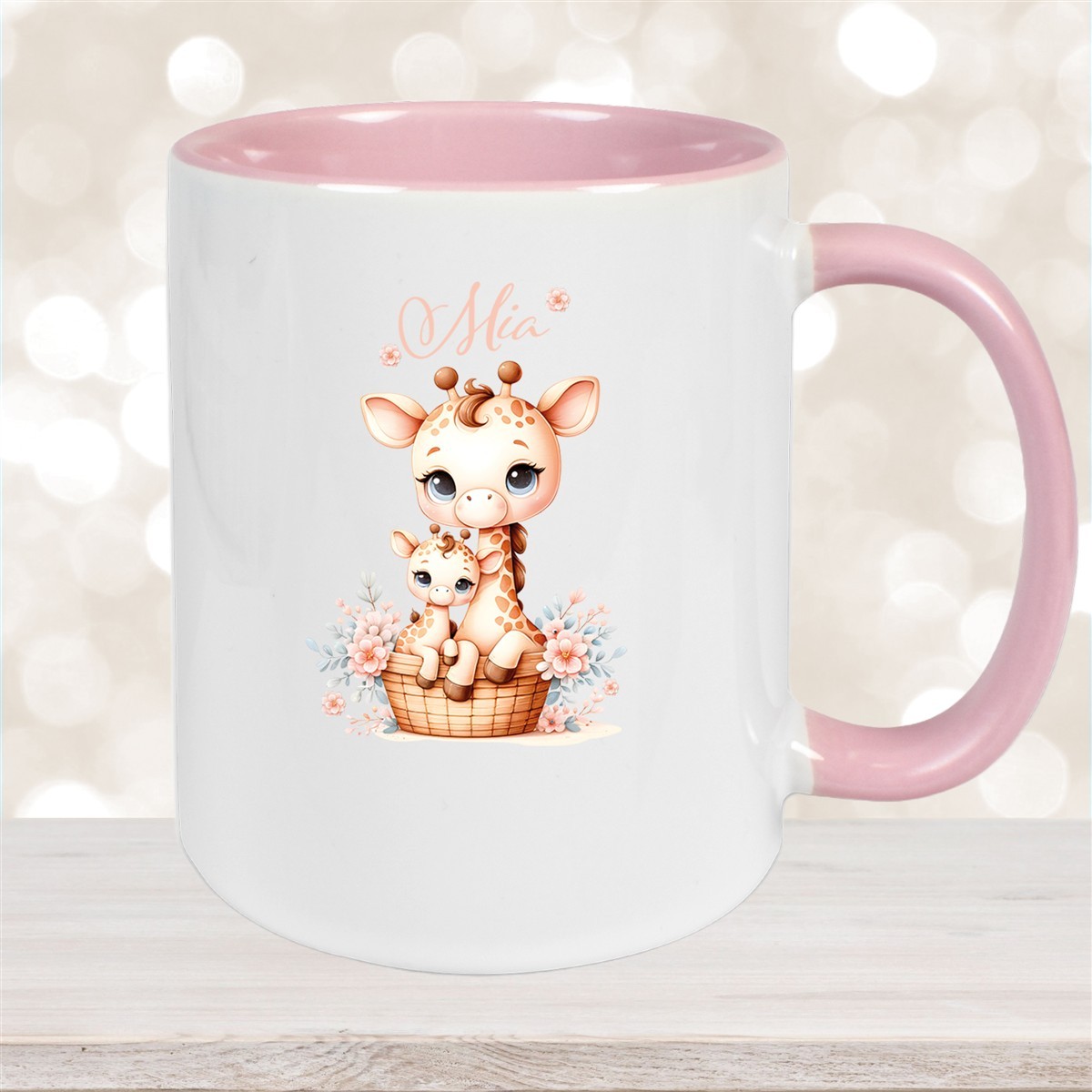 Tasse Wunschname Giraffe #2 Kinderbecher Keramik versch. Farben
