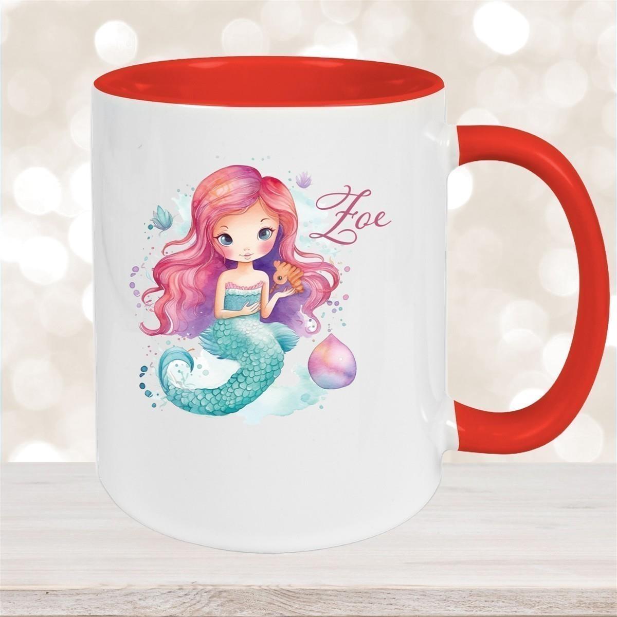 Tasse Wunschname Meerjungfrau 1 Keramik Kinderbecher versch. Farben