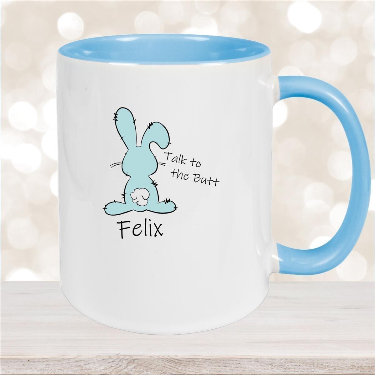 Tasse Ostern - Hase Talk to the Butt #2 Wunschnamen Keramik personalisiert versch. Farben
