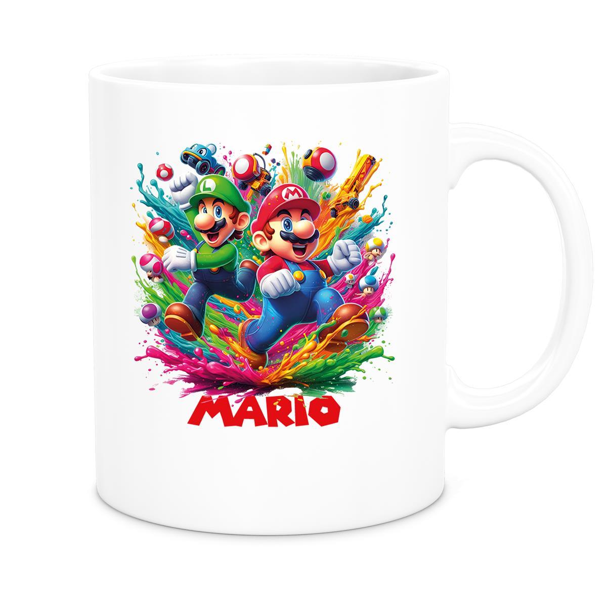 Tasse Wunschname Super-Mario 6 Keramik Kinderbecher personalisiert versch. Farben