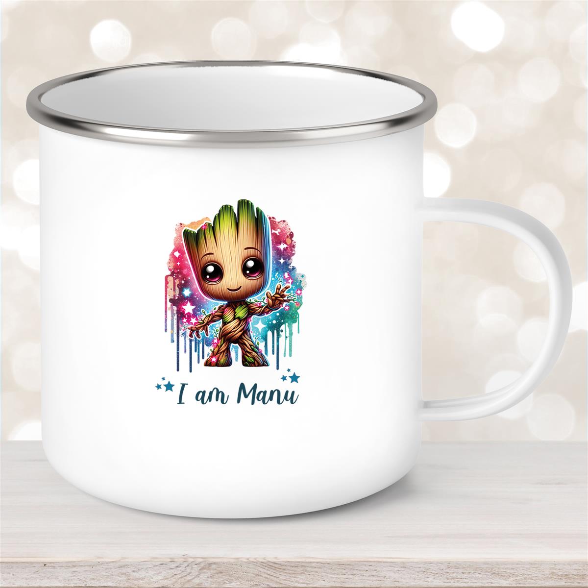 Tasse Wunschname Baby-Groot #5 Emaille Kinderbecher personalisiert