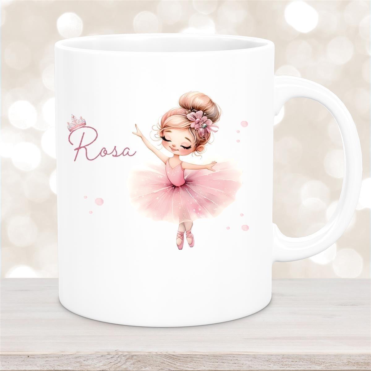 Tasse Ballerina 3 Wunschname Keramik Kinderbecher personalisiert versch. Farben