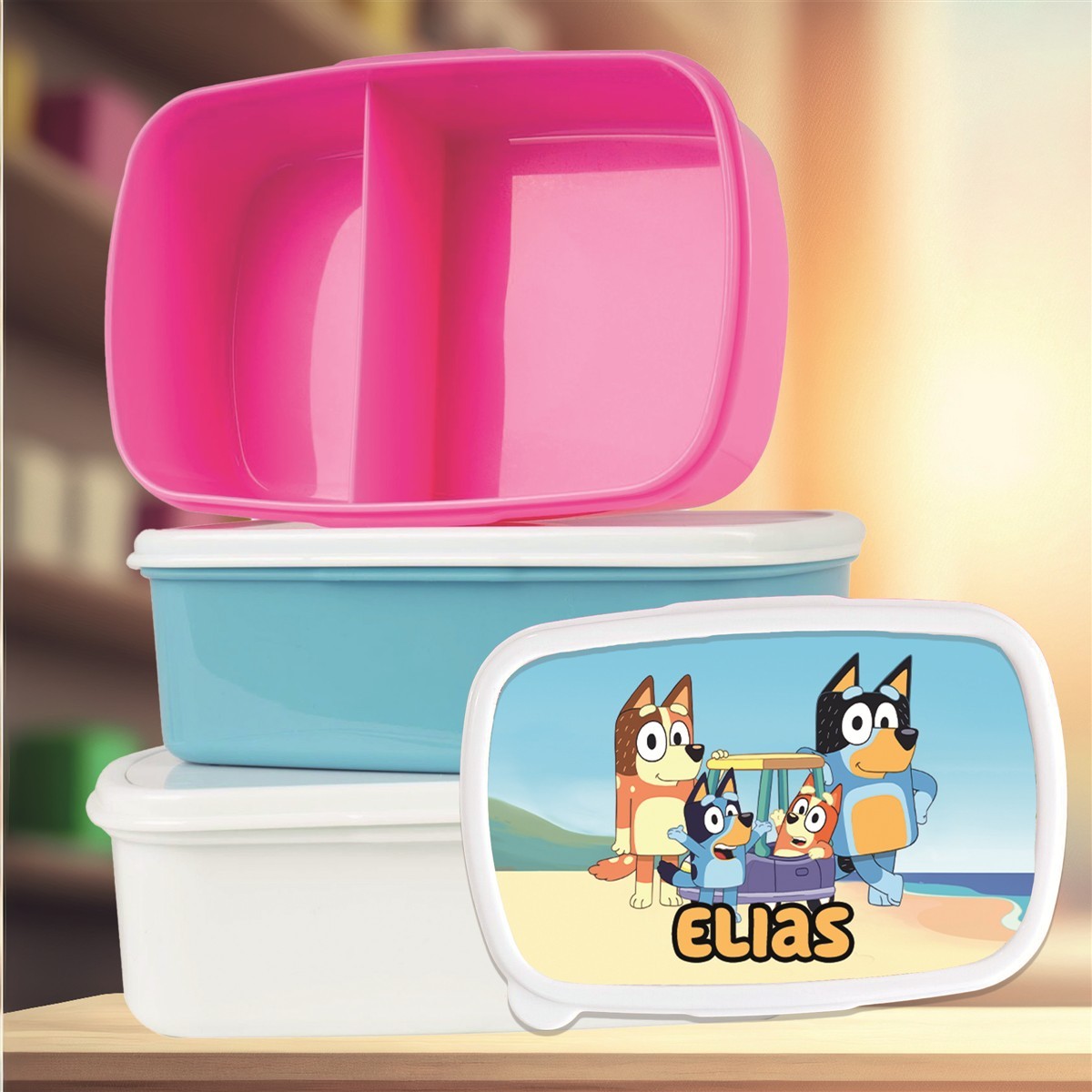 Brotdose mit Namen Bluey #02 – Personalisierte Lunchbox für Schule & Kindergarten versch. Farben Brotdose mit Namen Bluey #02 – Personalisierte Lunchbox für Schule & Kindergarten Weiß