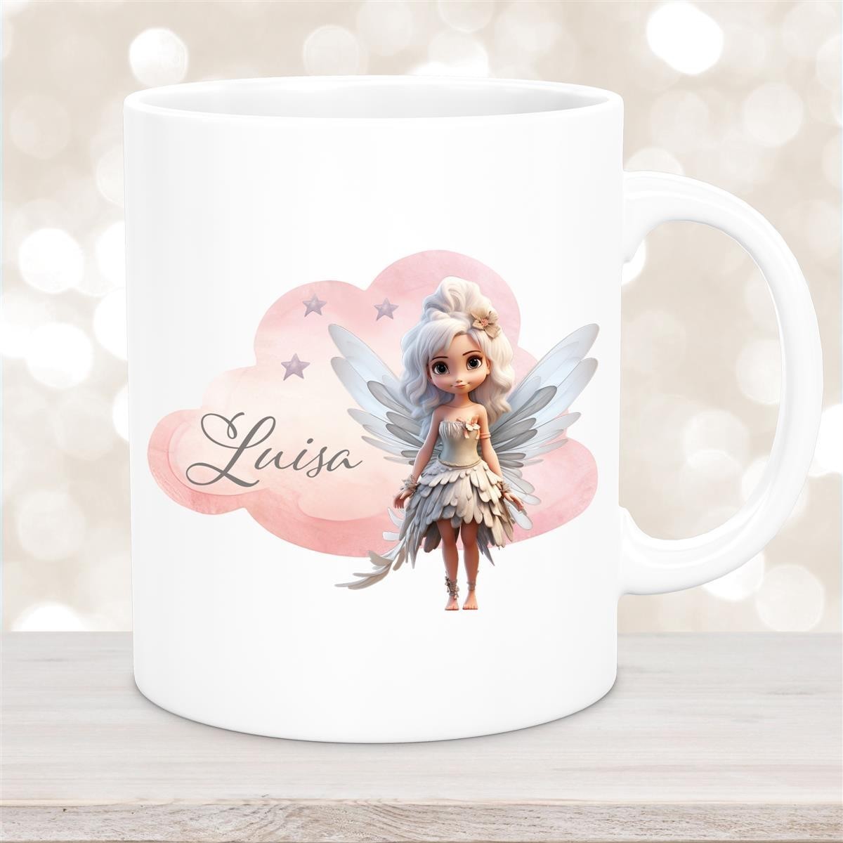 Tasse Fee #1 Wunschname Keramik Kinderbecher personalisiert Weiß