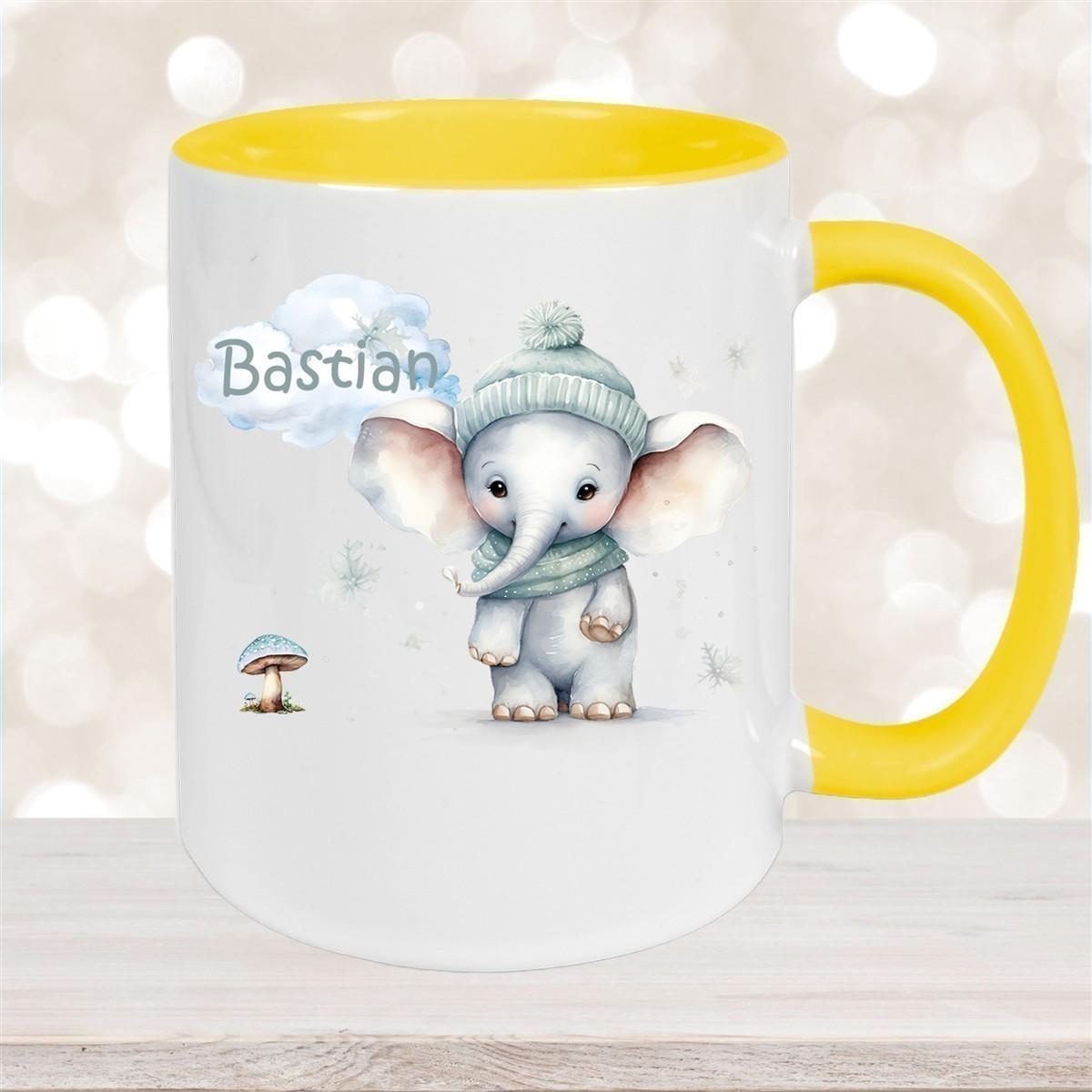 Tasse Wunschname Weihnachten Elefant 1 Keramik Kinderbecher versch. Farben