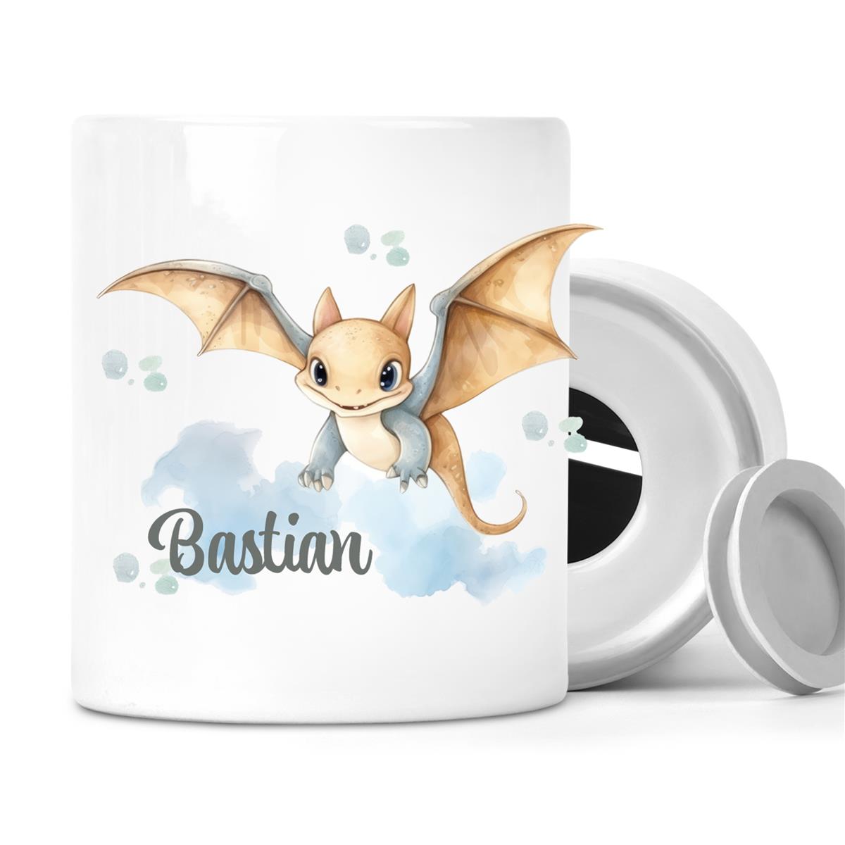 Spardose mit Wunschname Dino 4 personalisiert