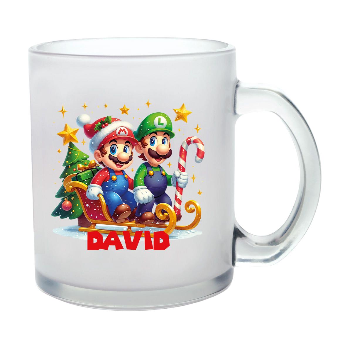 Milchglastasse Wunschname Weihnachten Super-Mario 1 Glas Kinderbecher SONDEREDITION