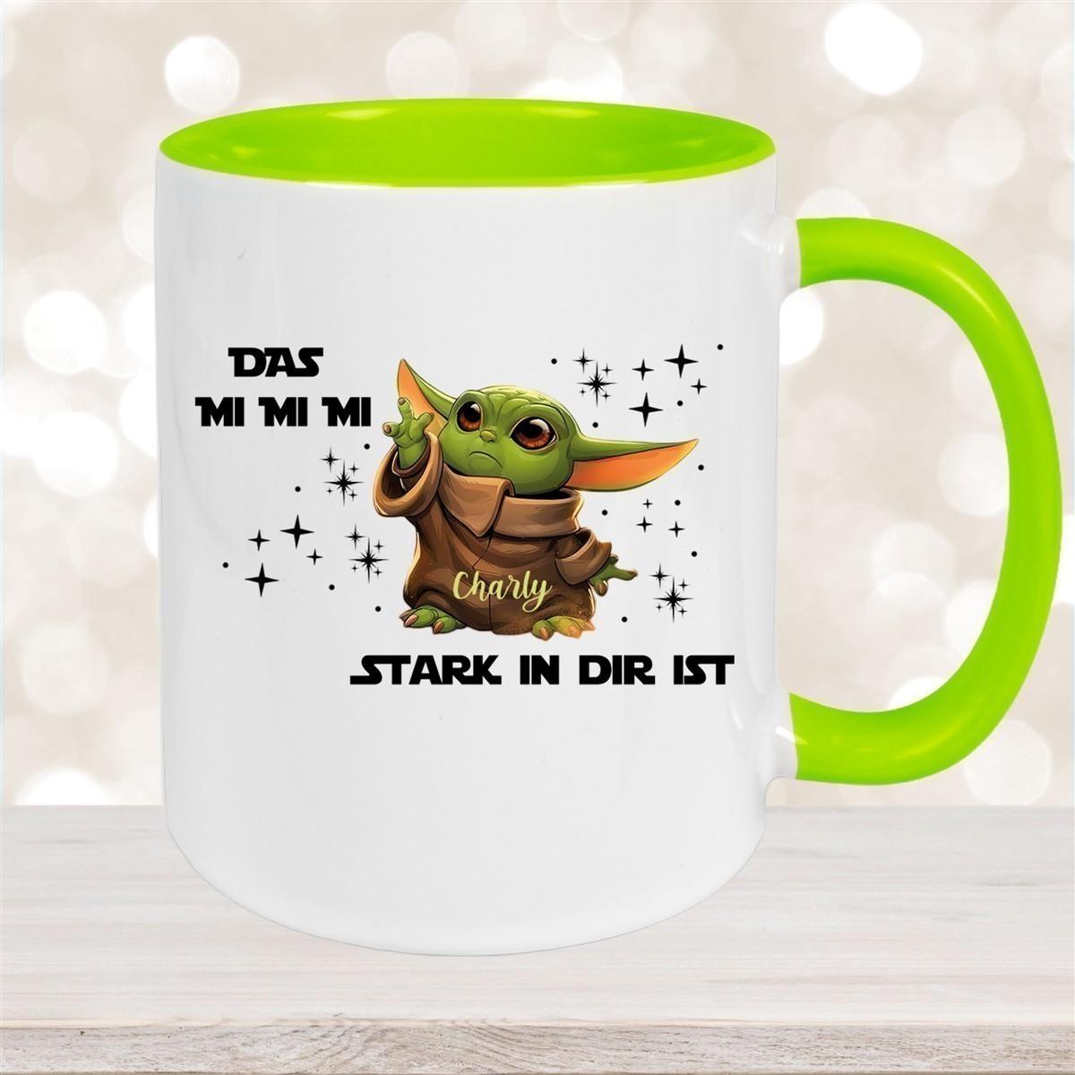 Tasse Wunschname Baby-Yoda 1 Keramik Kinderbecher personalisiert versch. Farben