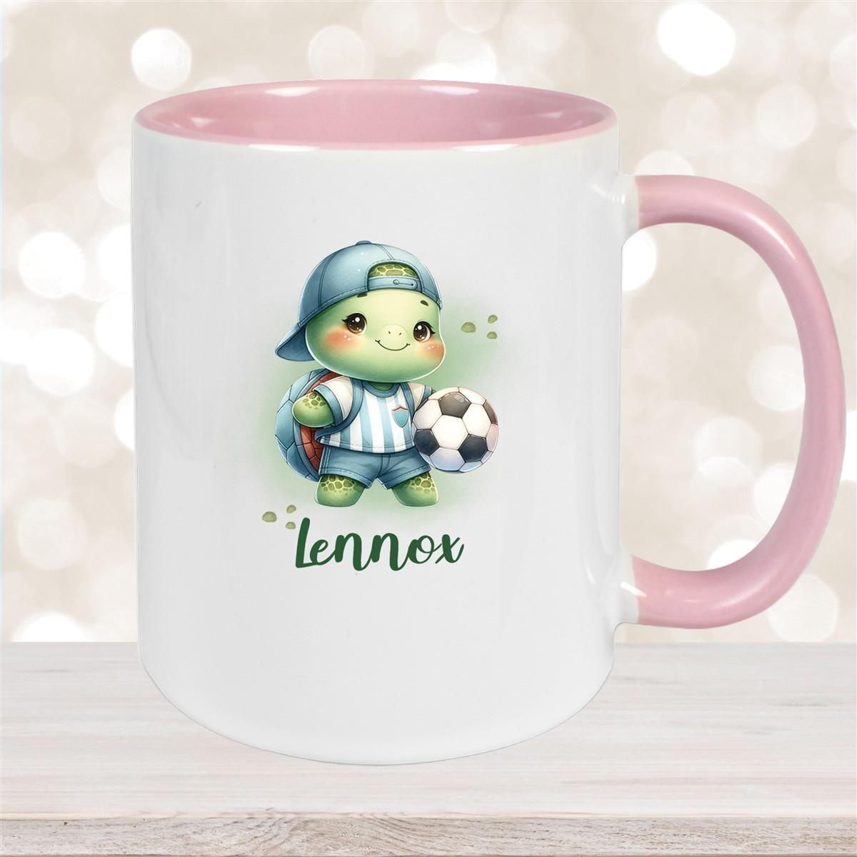 Tasse Wunschname Fußball 14 Personalisiert Keramik Kinderbecher versch. Farben