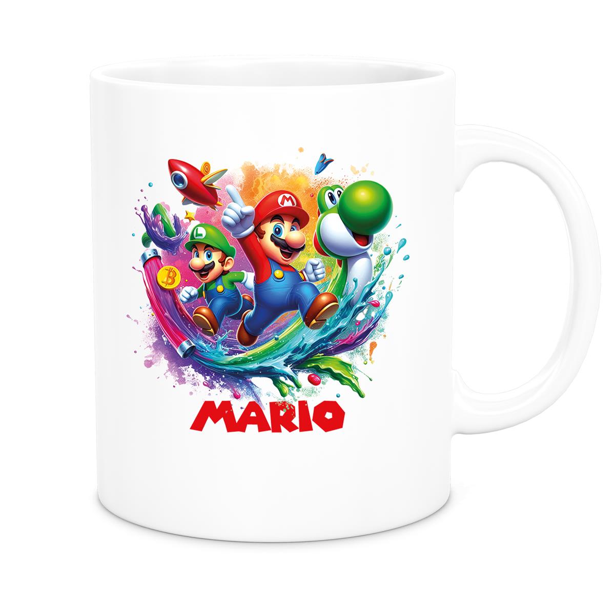 Tasse Wunschname Super-Mario 2 Keramik Kinderbecher personalisiert versch. Farben