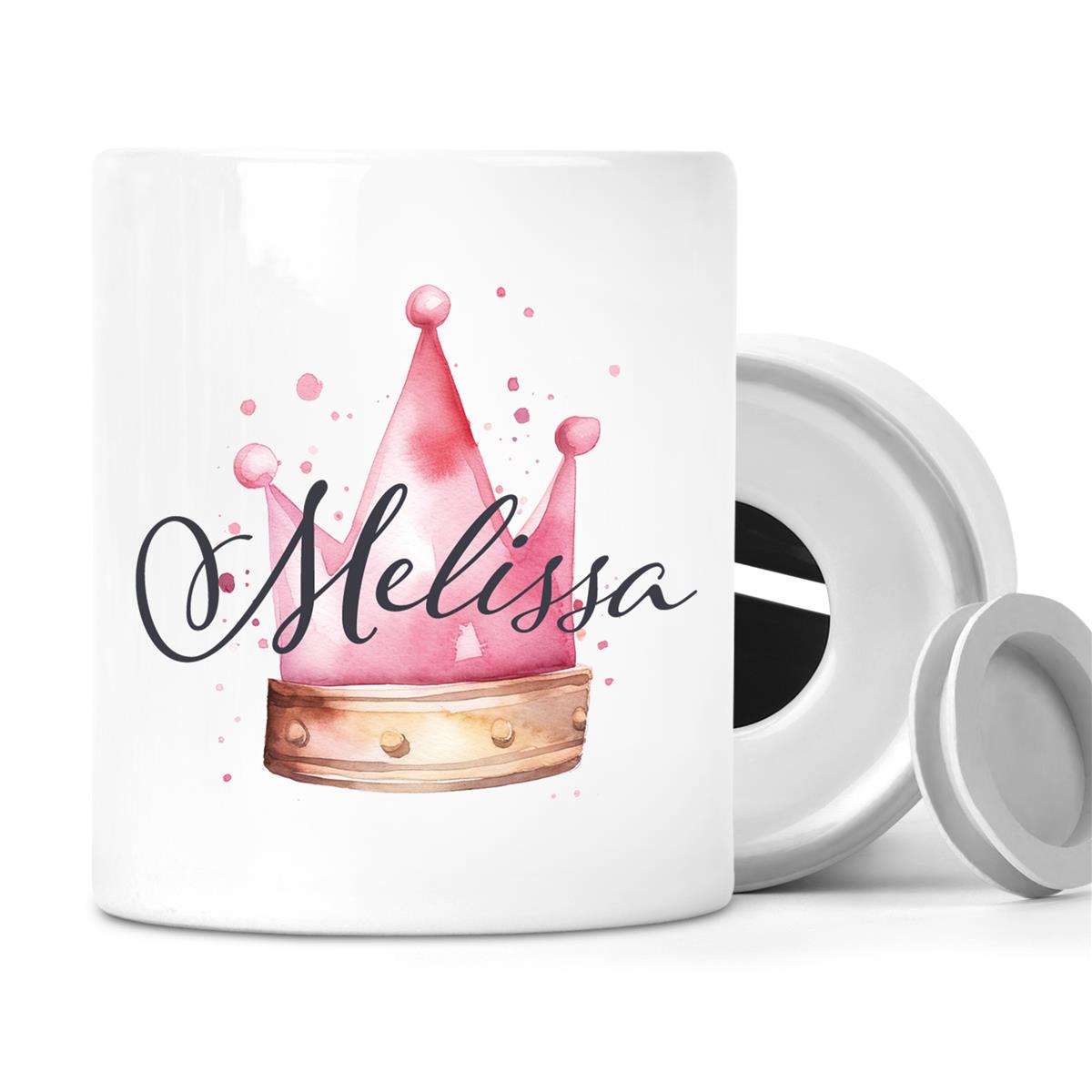 Spardose mit Wunschname Krone 1 personalisiert