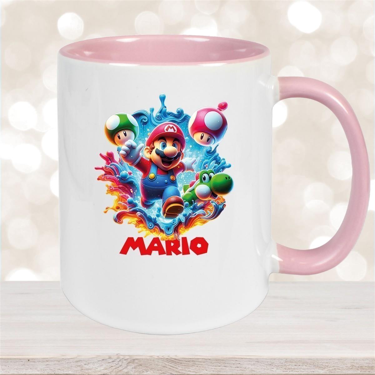 Tasse Wunschname Super-Mario 8 Keramik Kinderbecher personalisiert versch. Farben