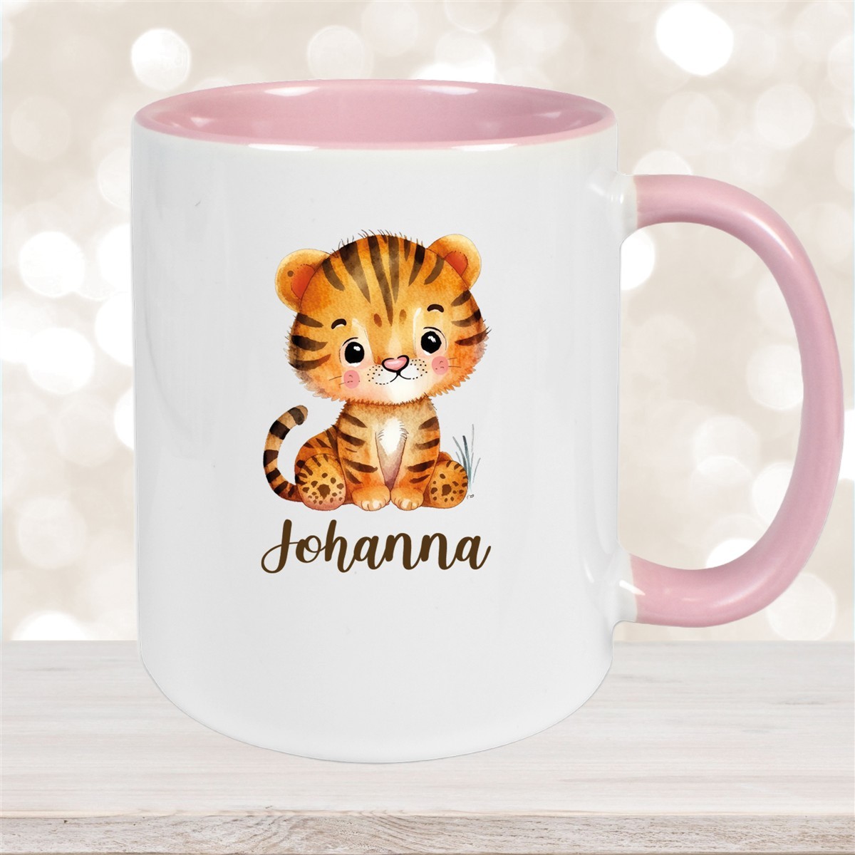 Tasse Wunschname Tiger #1 Keramik Kinderbecher versch. Farben