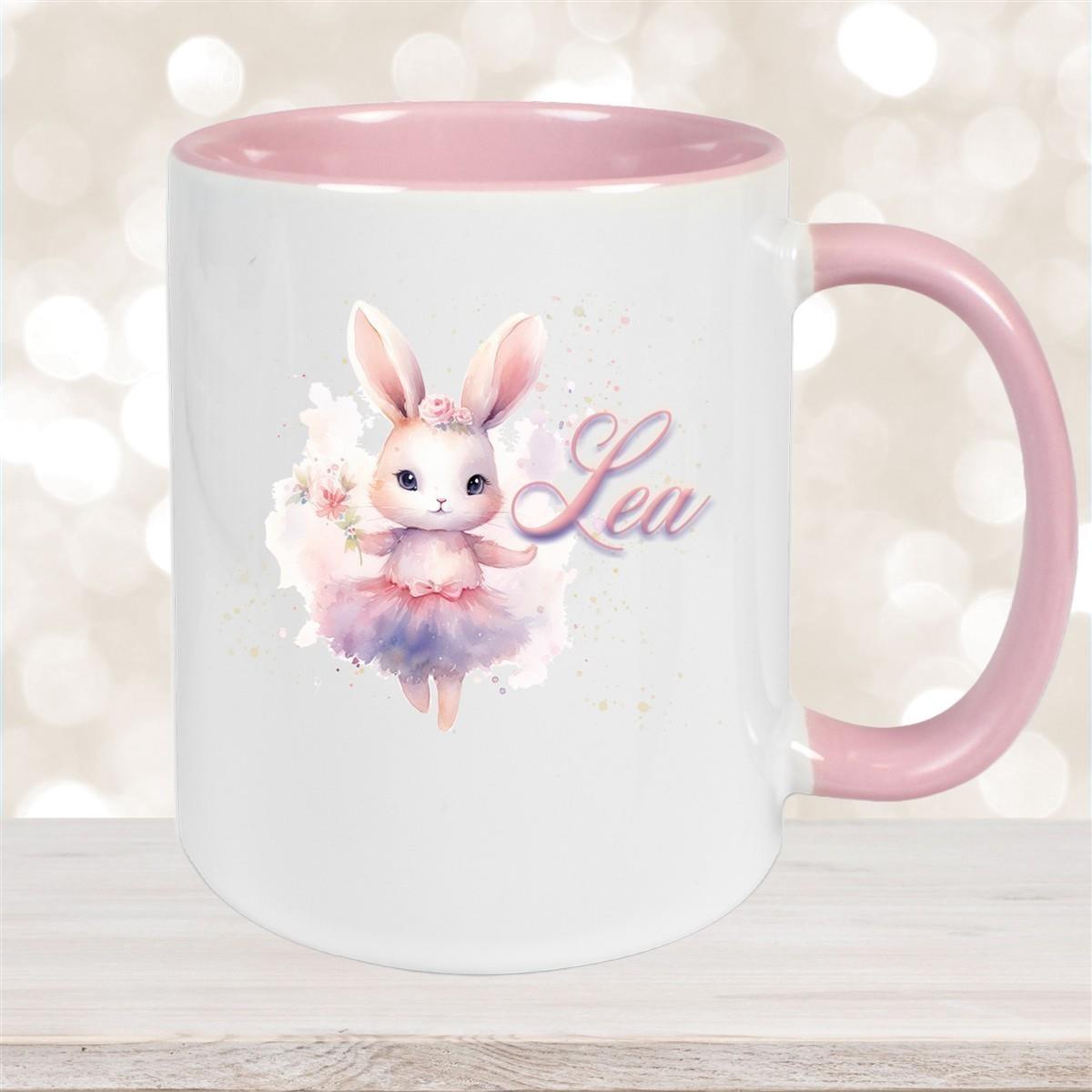 Tasse Ballerina 4 Wunschname Keramik Kinderbecher personalisiert versch. Farben
