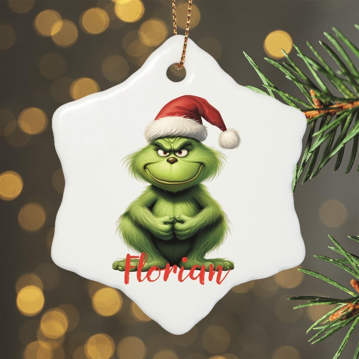 Weihnachtsanhänger personalisiert Grinch 5 Name Motiv Anhänger Keramik, Weihnachtsschmuck, Weihnachtskugel, Christbaumschmuck versch. Formen