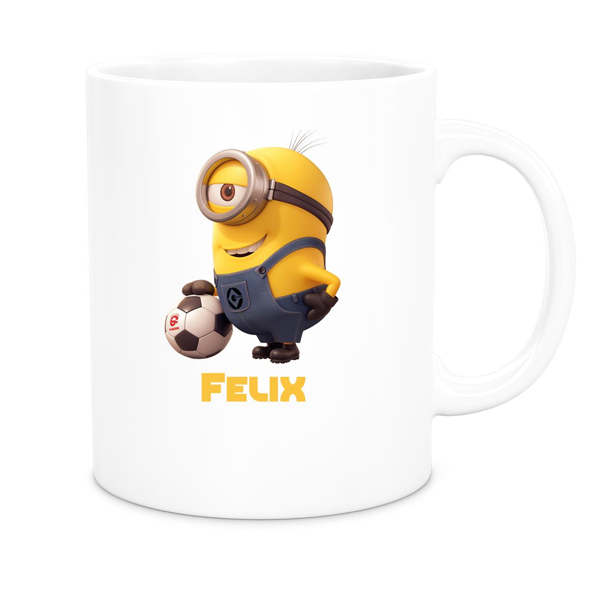 Tasse Minions Kinder Minion 8 Fußball Wunschname Keramik Kinderbecher personalisiert versch. Farben