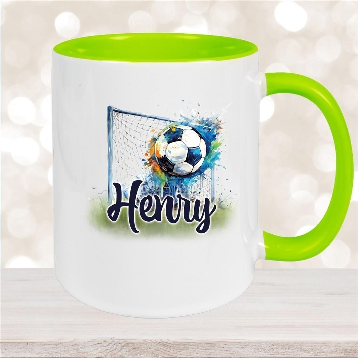 Tasse Wunschname Fußball 13 Personalisiert Keramik Kinderbecher versch. Farben