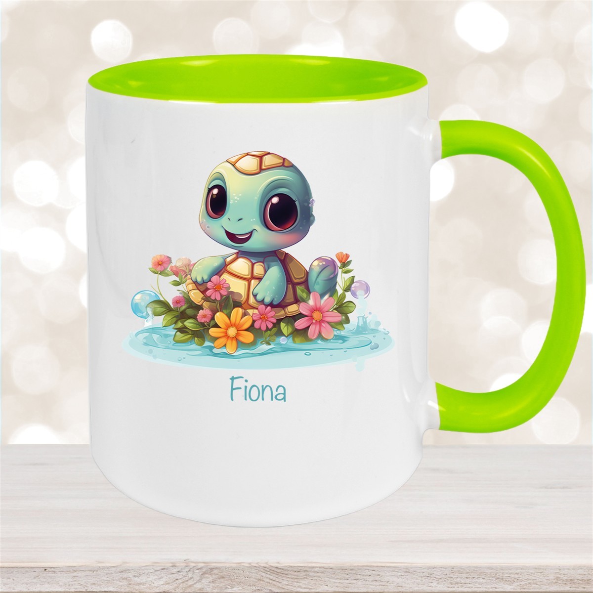 Tasse Wunschname Schildkröte #2 Keramik Kinderbecher personalisiert versch. Farben