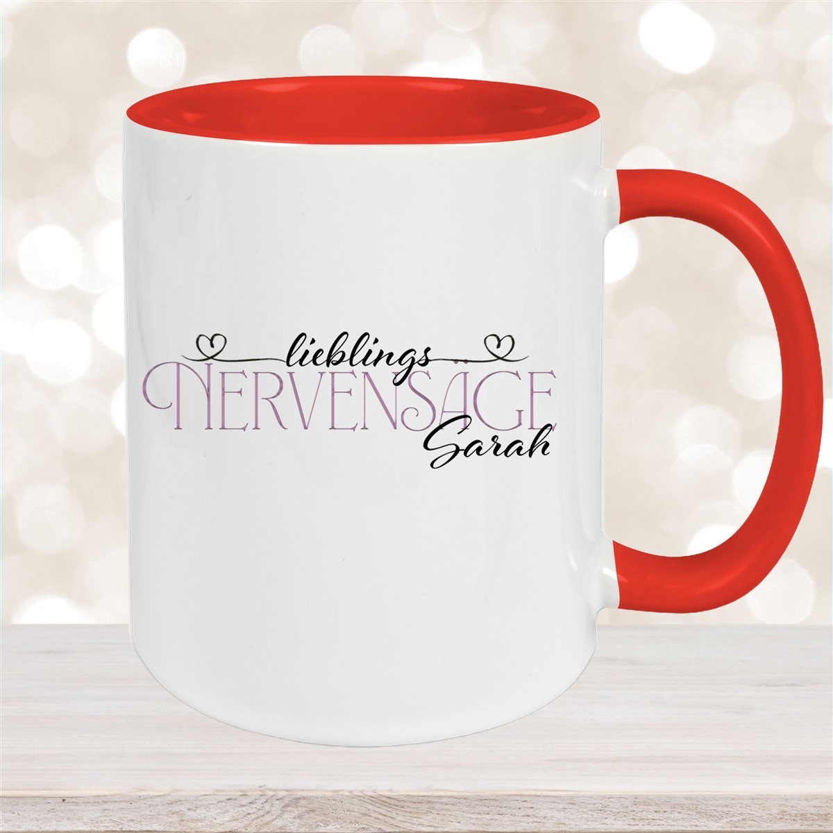 Tasse Wunschname Lieblings-Nervensäge #1 personalisiert Keramik Becher Rot