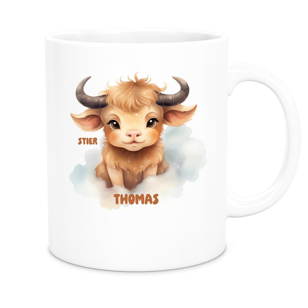 Tasse Sternzeichen Kinder Stier 1 Wunschname Keramik Kinderbecher personalisiert versch. Farben