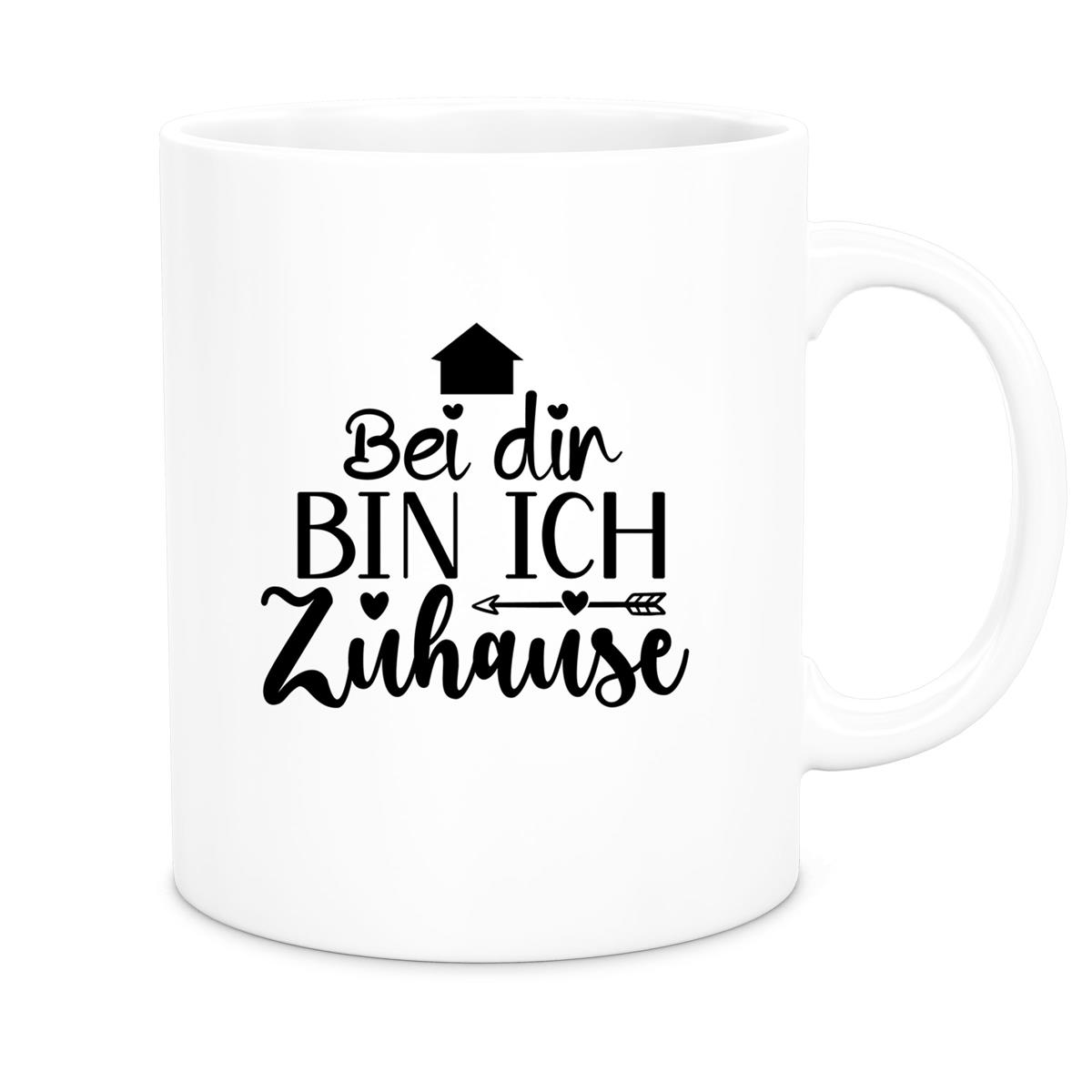 Tasse Liebe -  Spruch "Bei dir bin ich zu Hause" Valentinstag Wunschnamen Keramik personalisiert versch. Farben