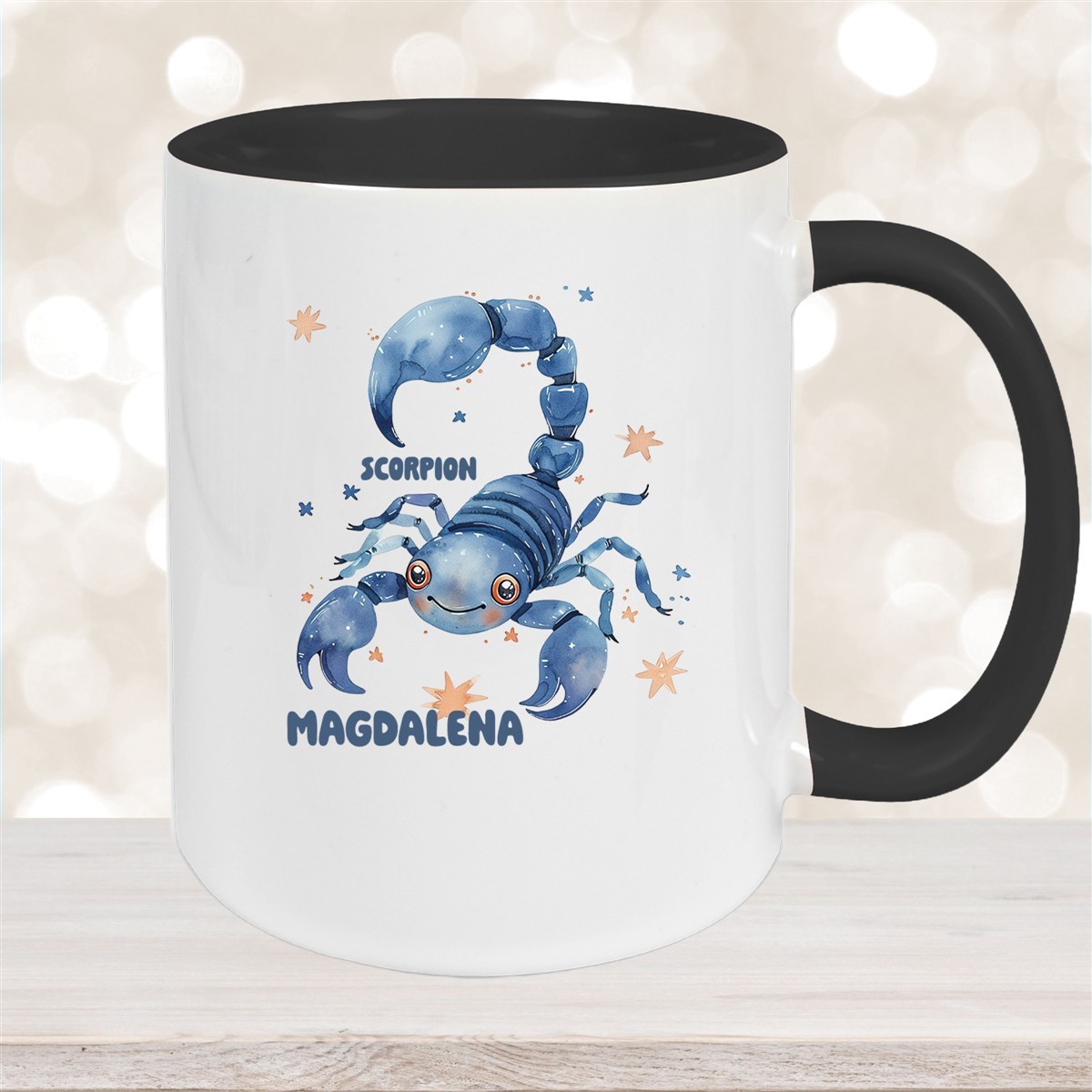 Tasse Sternzeichen Kinder Skorpion #1 Wunschname Keramik Kinderbecher personalisiert Schwarz