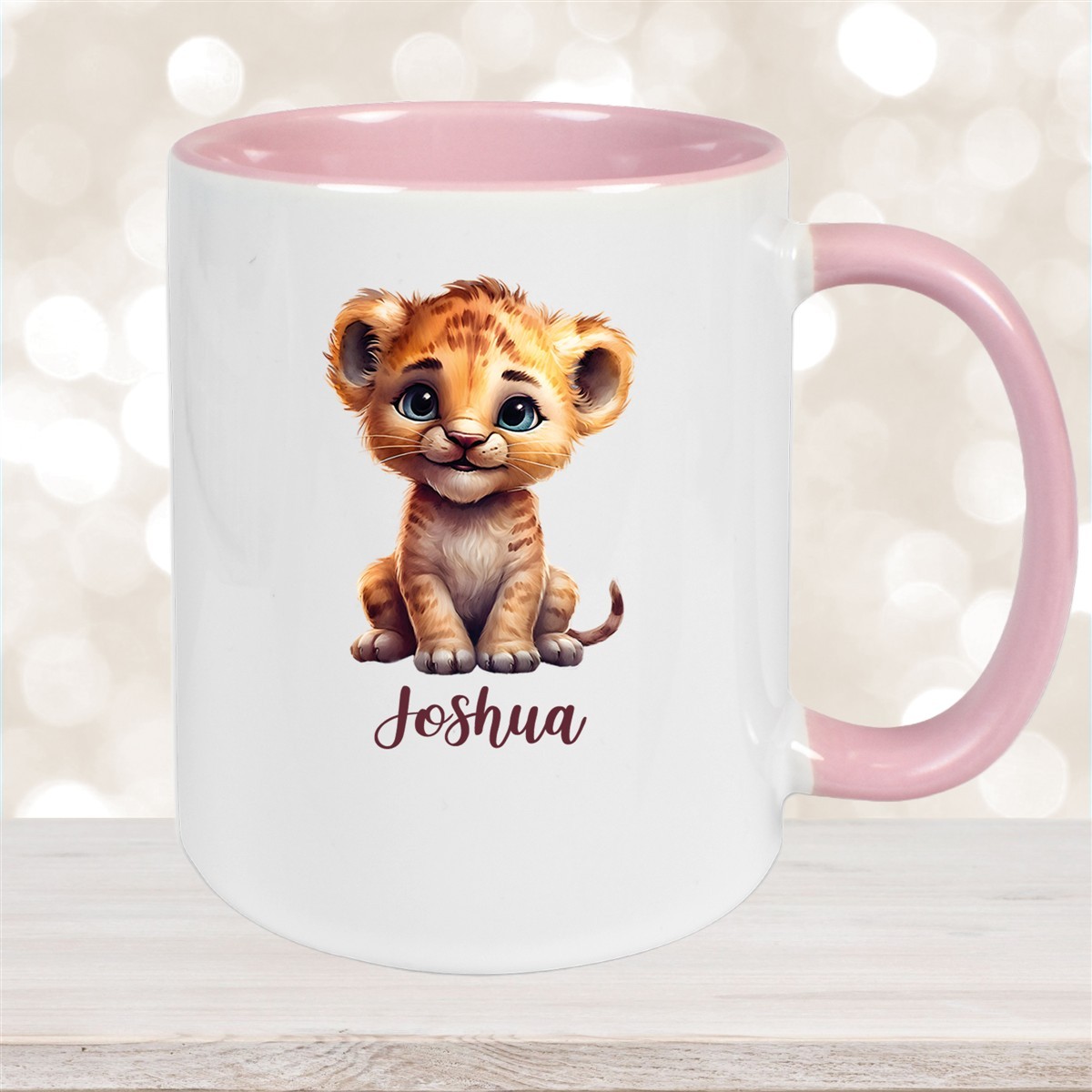 Tasse Wunschname Löwe #2 Keramik Kinderbecher versch. Farben
