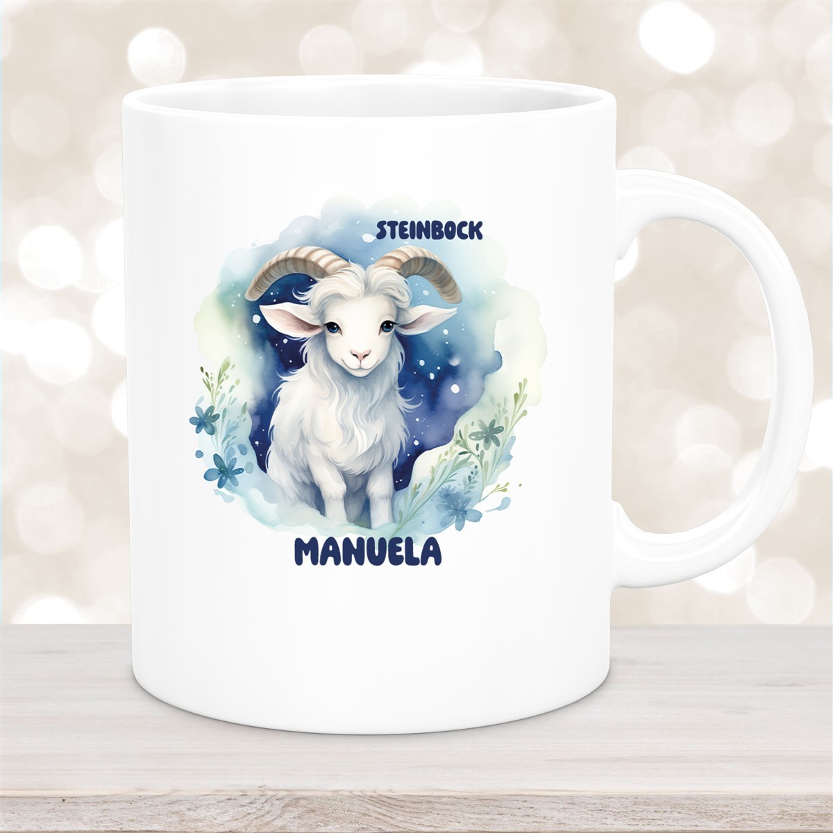Tasse Sternzeichen Kinder Steinbock #1 Wunschname Keramik Kinderbecher personalisiert Weiß