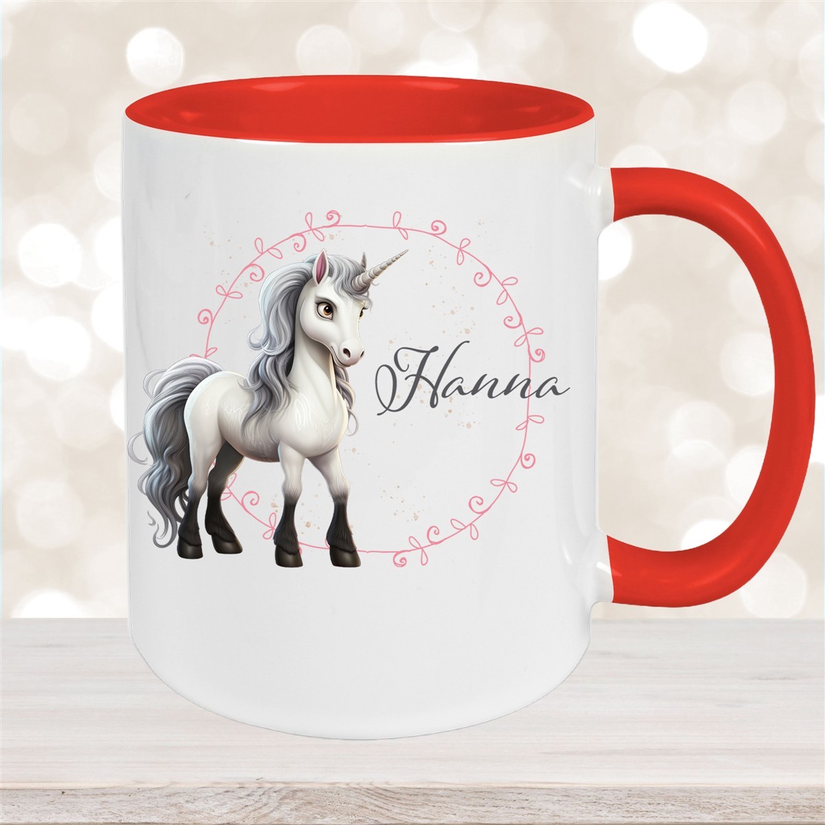 Tasse Einhorn #6 Wunschname Keramik Kinderbecher personalisiert Rot