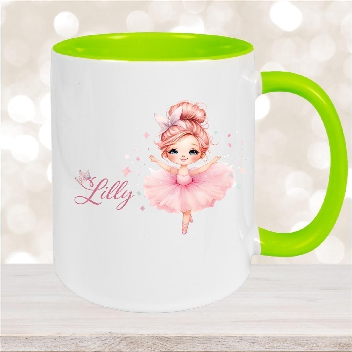 Tasse Ballerina 1 Wunschname Keramik Kinderbecher personalisiert versch. Farben