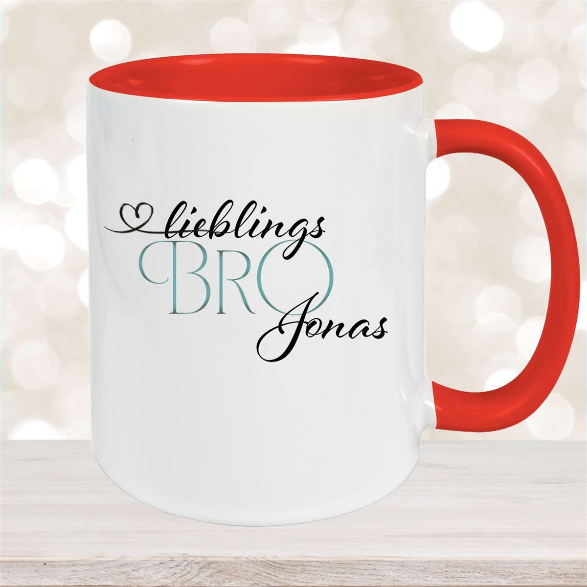 Tasse Wunschname Lieblings-Bro #1 personalisiert Keramik Becher Rot